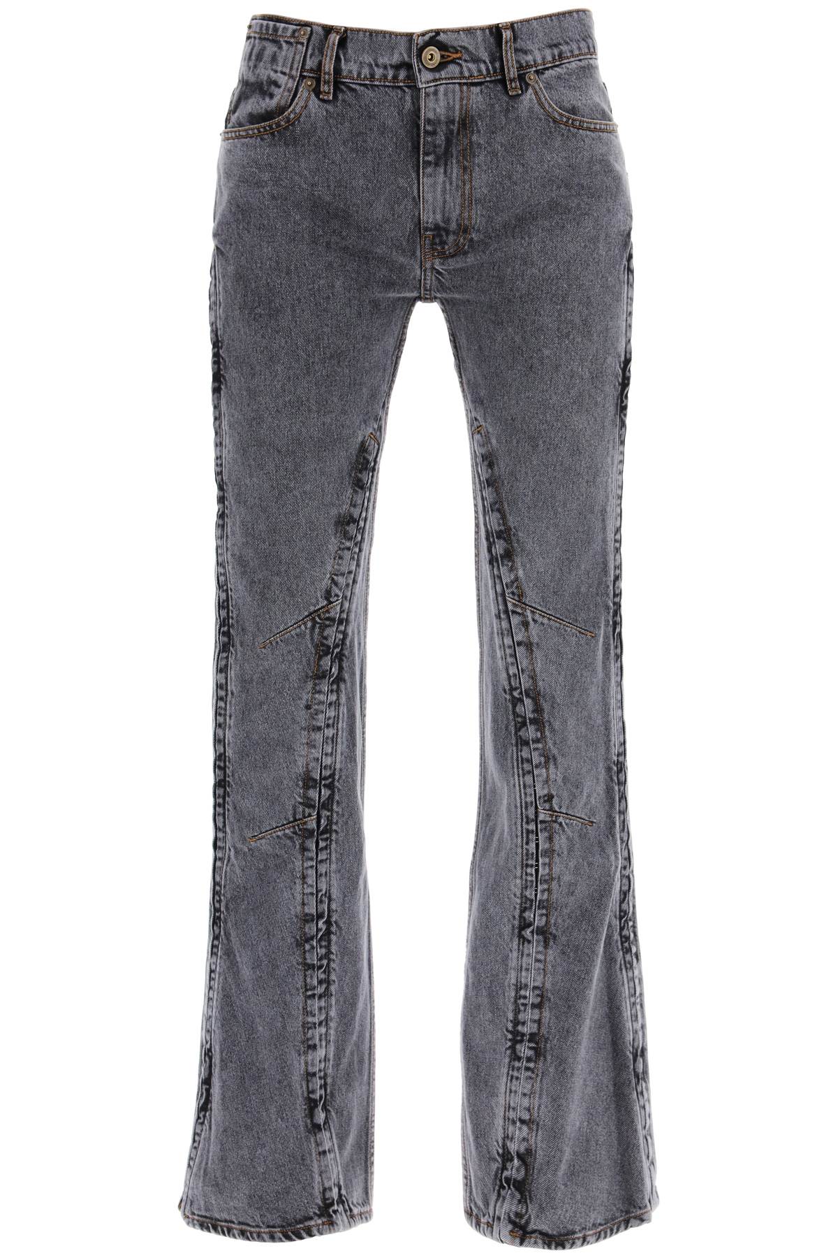 Shop Y/project Hook-and-eye Flared Jeans In Evergreen Vintage Black (black)