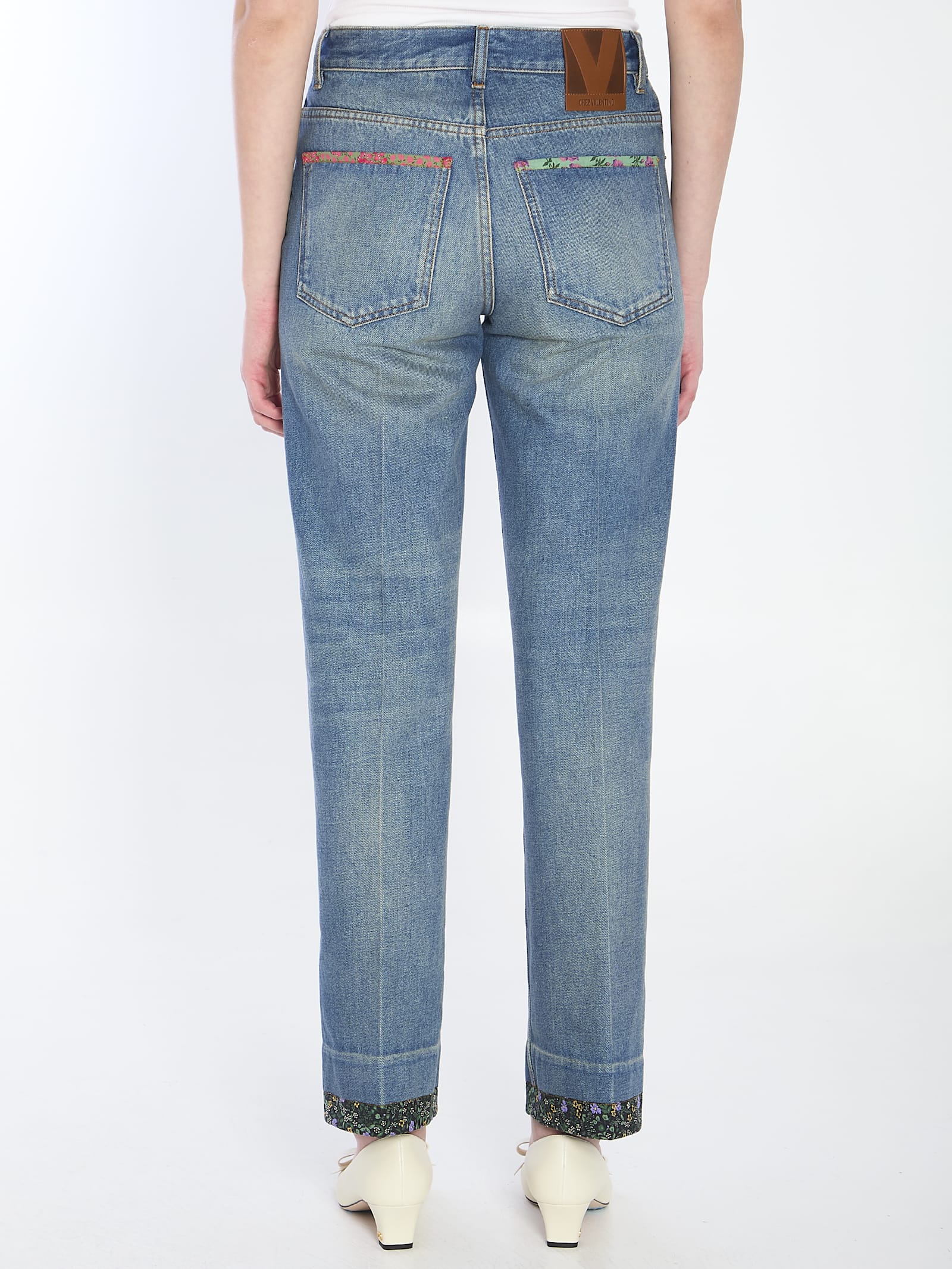 Shop Valentino Floral Print Jeans