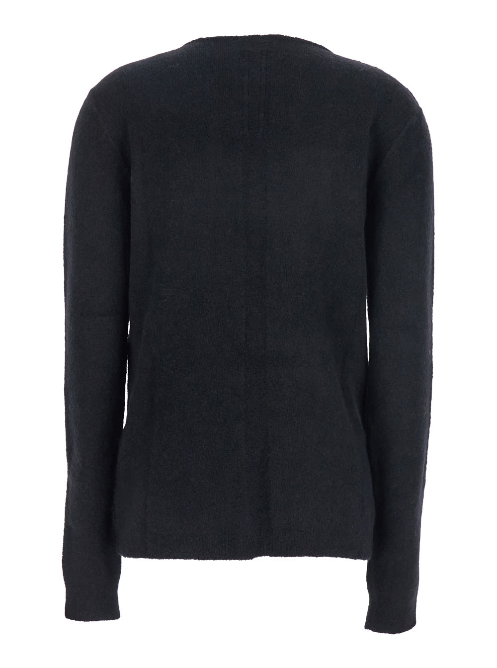 Rick Owens Black Sweater With Distressed Effect And Cut-out Details On The Front In Alpaca Blend Woman In Blue