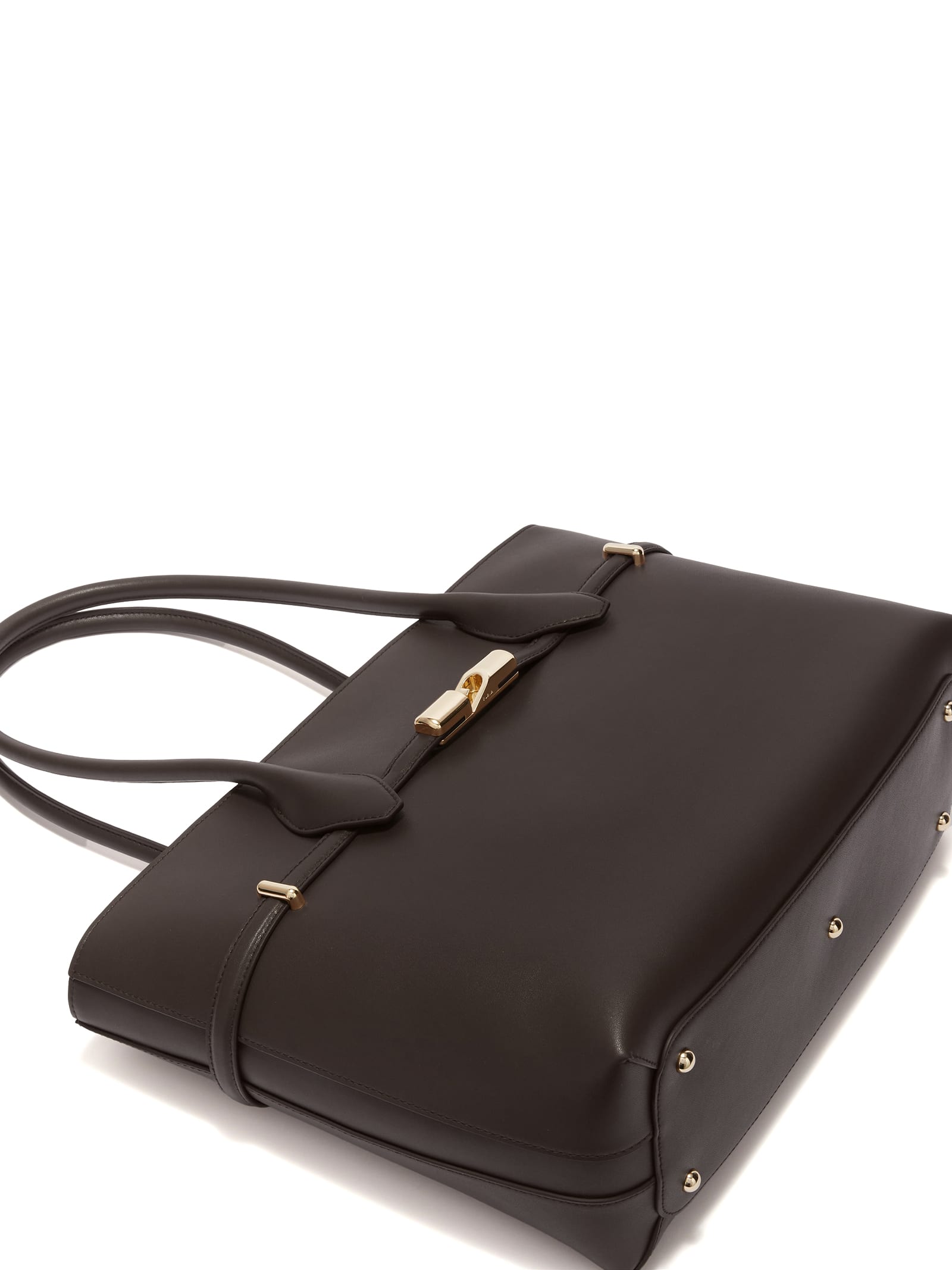 Shop Furla Shopping Bag Goccia L Choco In Leather In Cioccolato