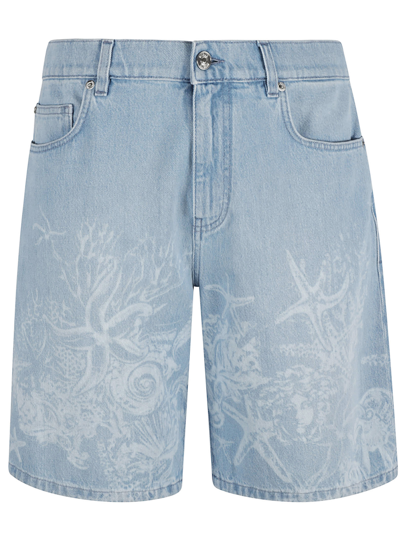 Printed Denim Shorts