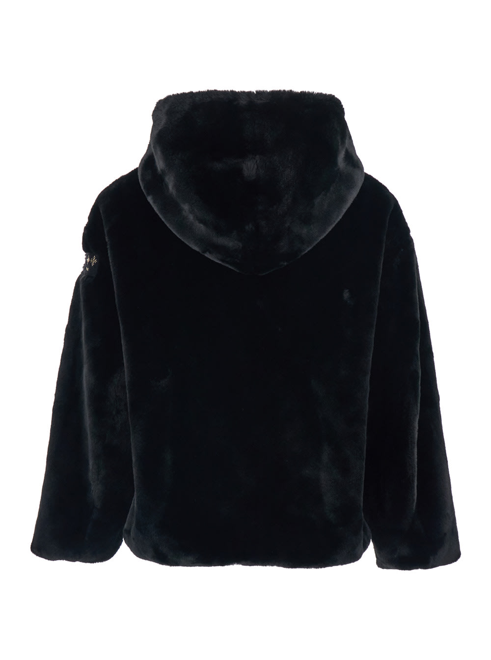 Tatras Yumola Black Jacket With Drawstring Hood And Logo Patch On The Sleeve In Ecofur Woman In Black