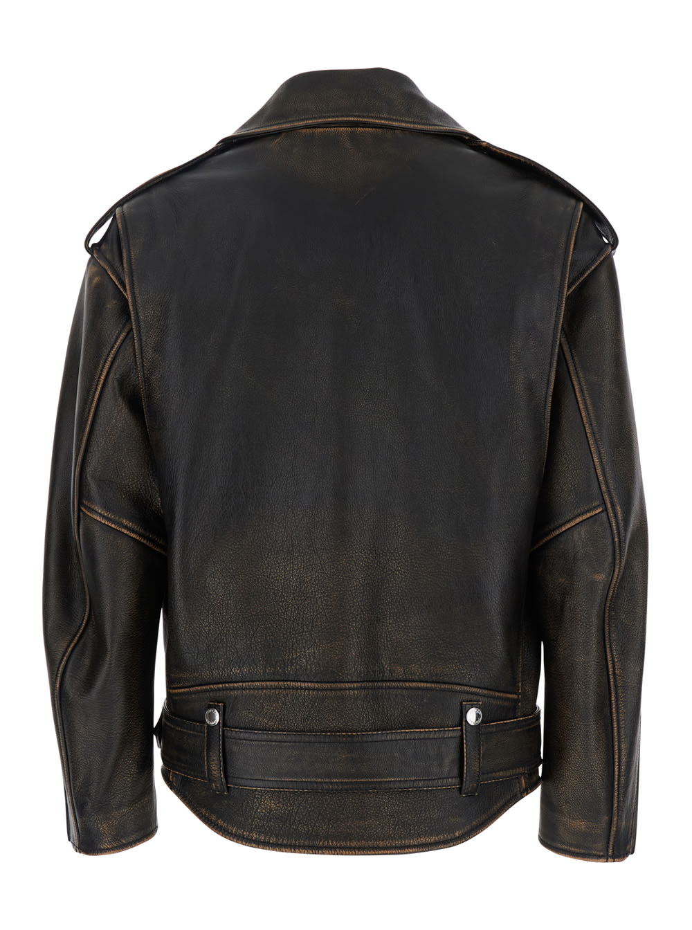 Alexander Mcqueen Oversized Antiqued Leather Biker Jacket