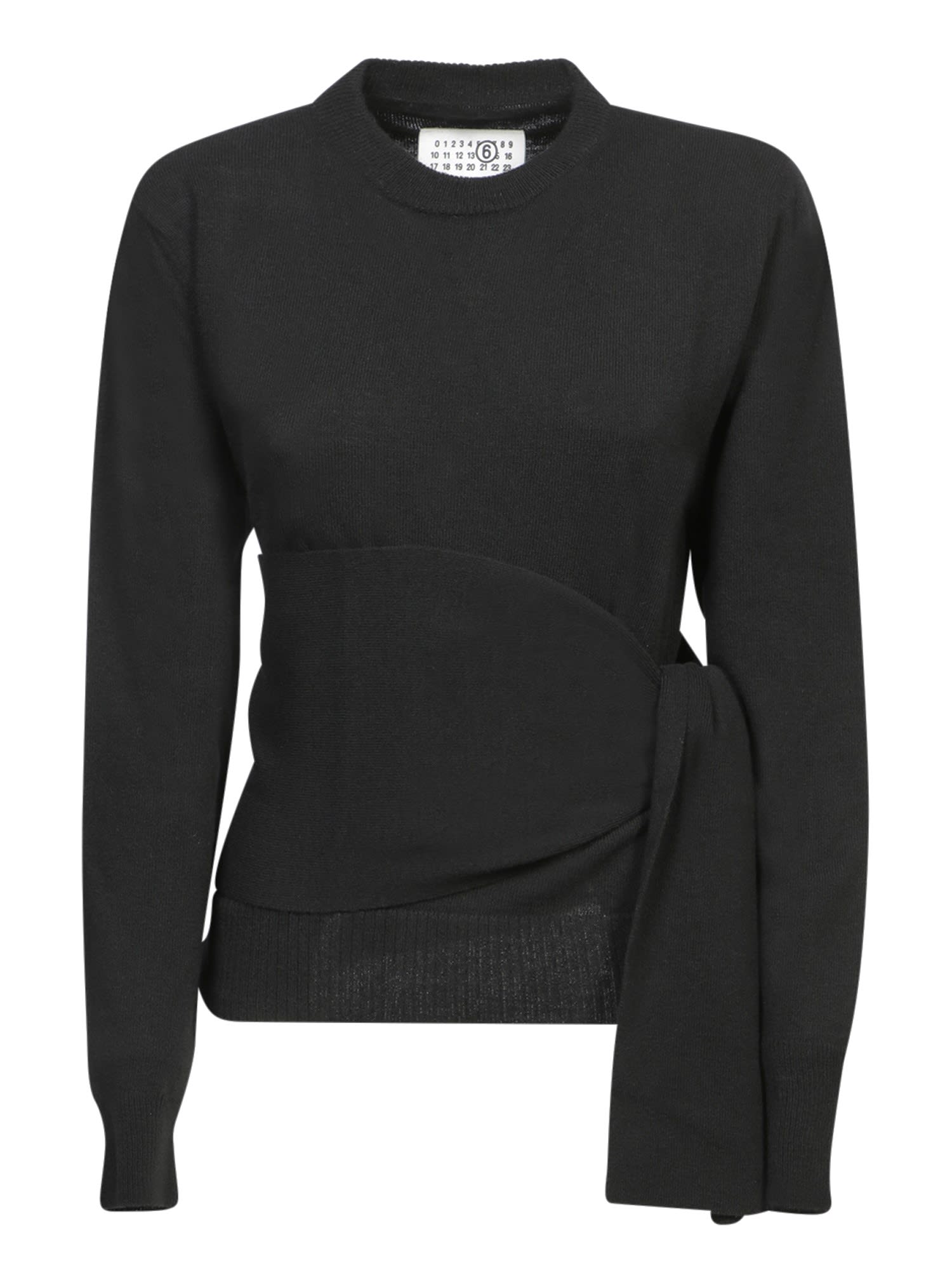 Shop Mm6 Maison Margiela Black Wool Wrap Sweater