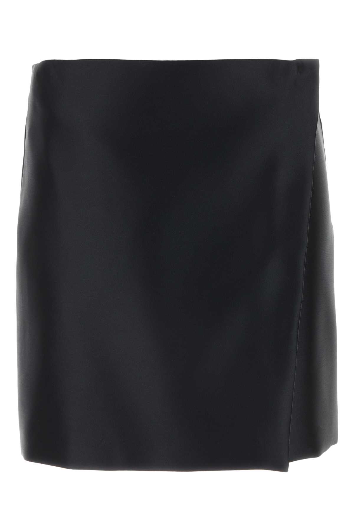 Shop Philosophy Di Lorenzo Serafini Black Satin Mini Skirt In Nero