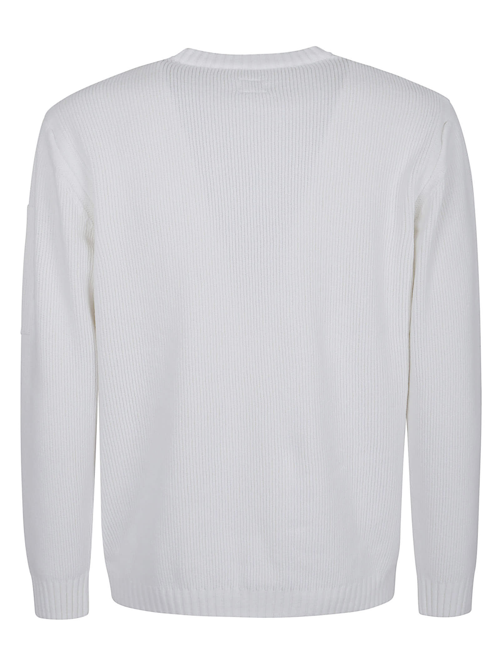 C.p. Company Knitwear Crew Neck In Chenille Cotton In White