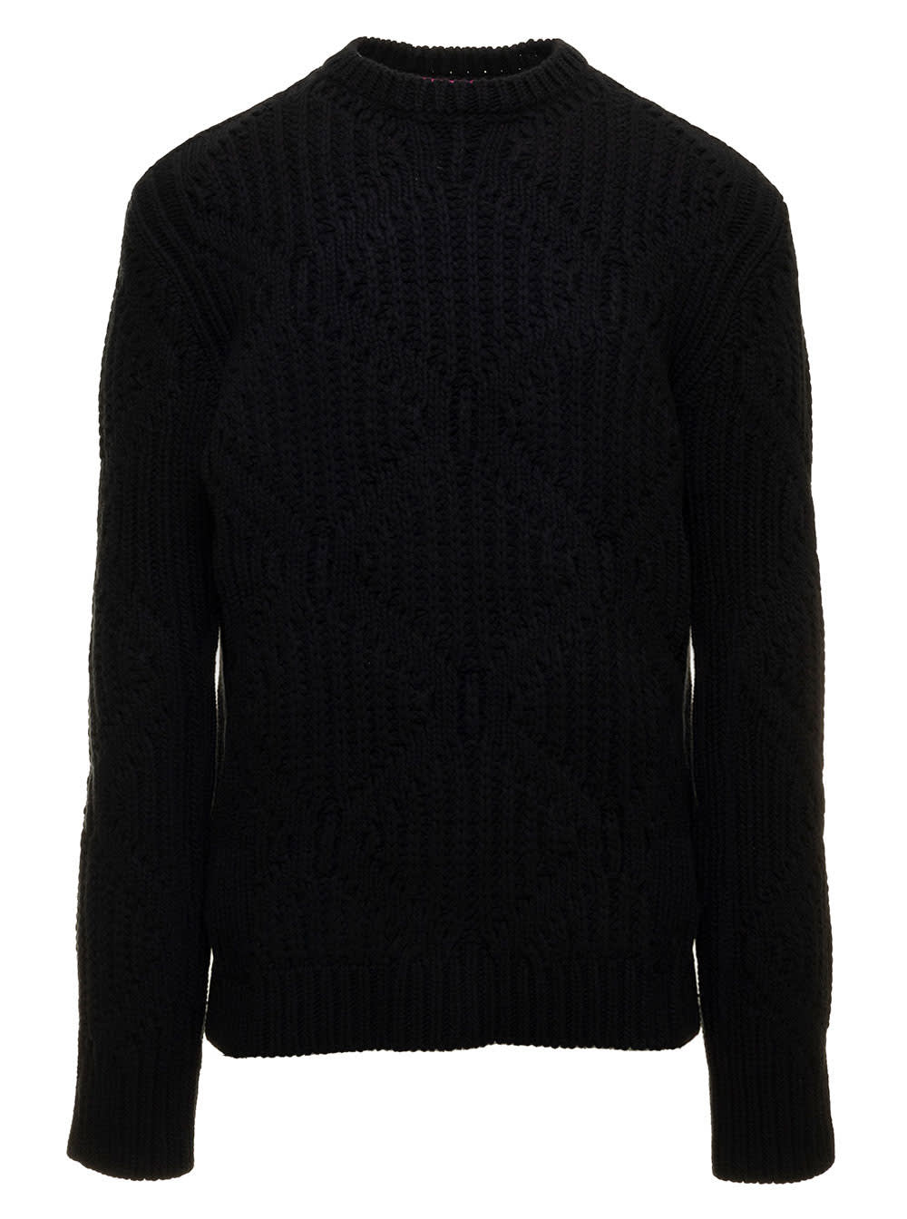 Valentino Black Argyle-knit Jumper In Wool Man Valentino