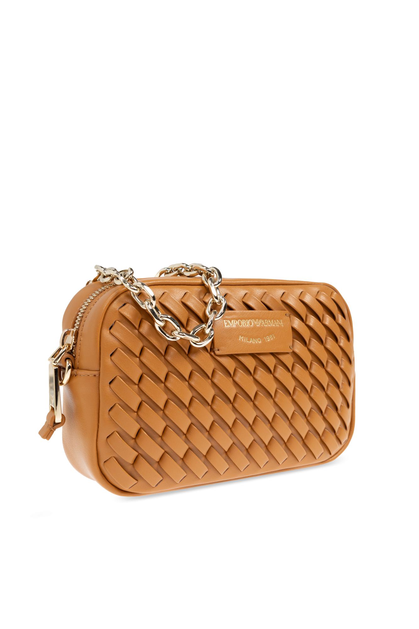 Emporio Armani Shoulder Bag With Decorative Weave In Brown