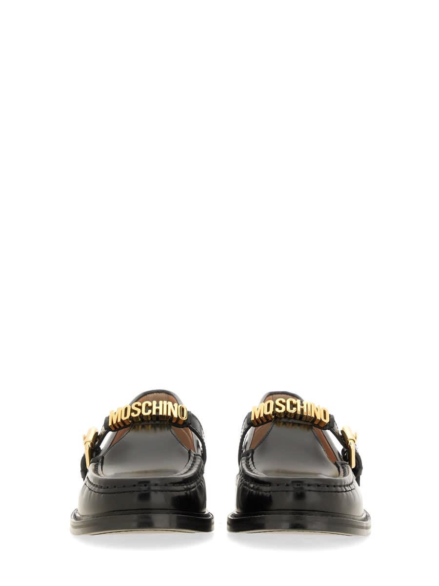 Shop Moschino Leather Loafer In Black