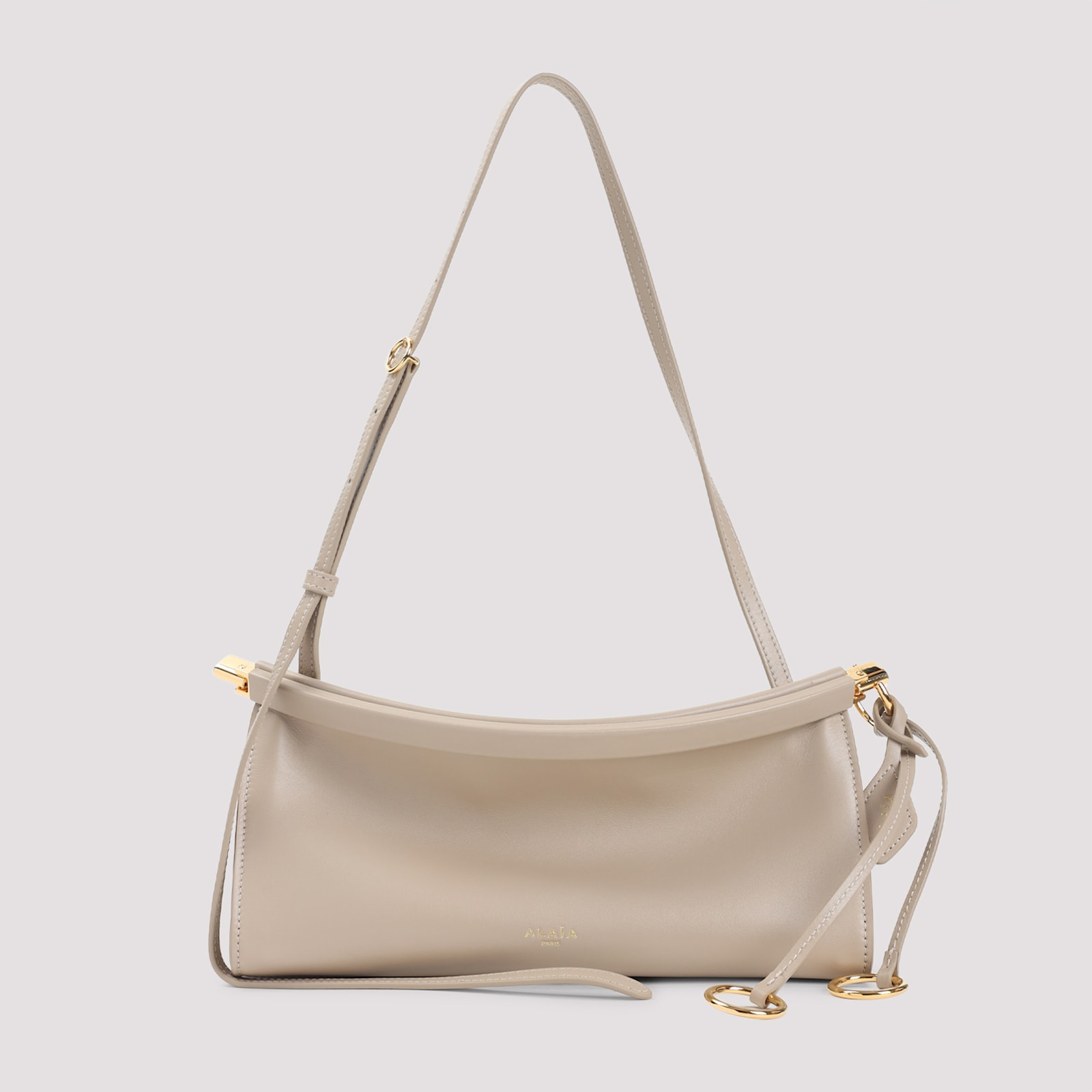 Alaïa East West Shoulder Bag In Grege Calf Leather In White