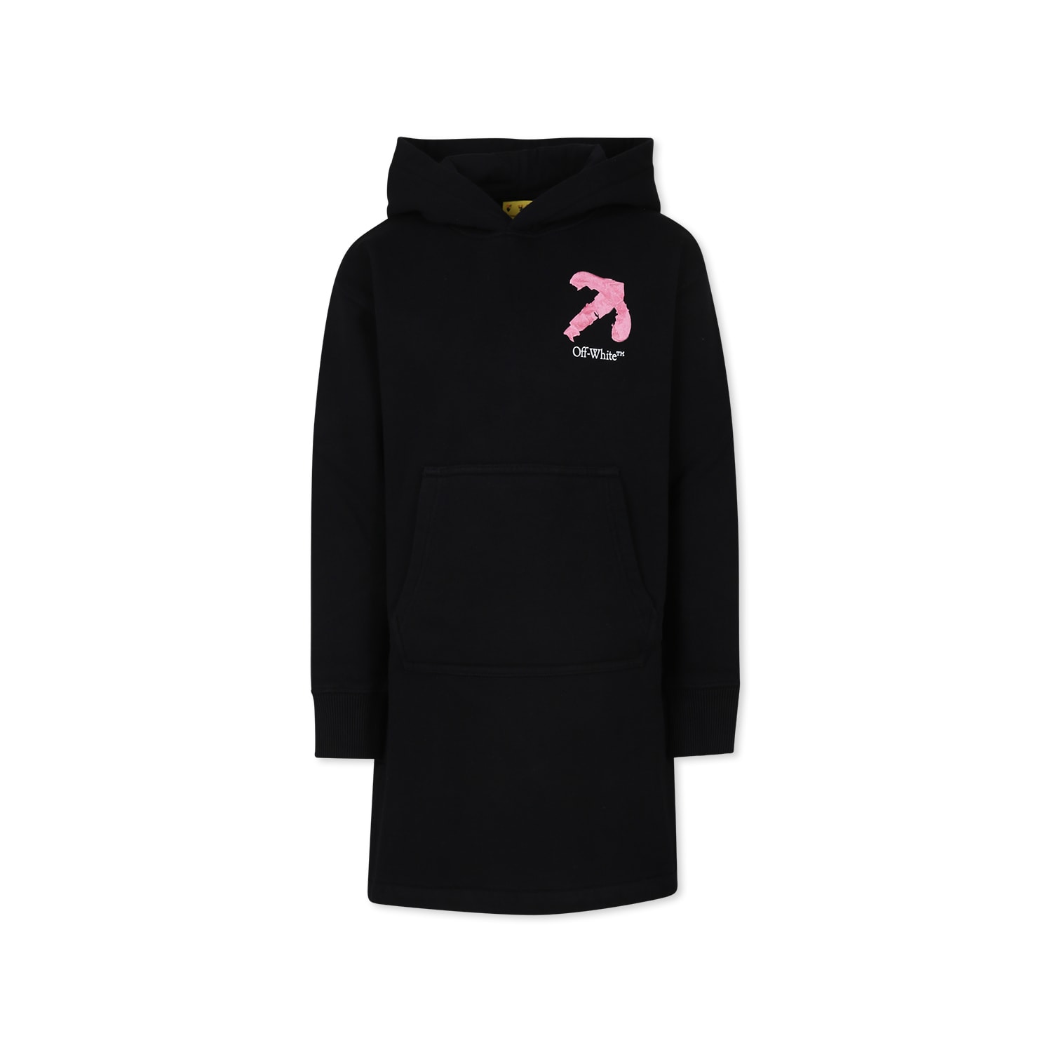 Off-white Black Dress For Girl With Logo In Black