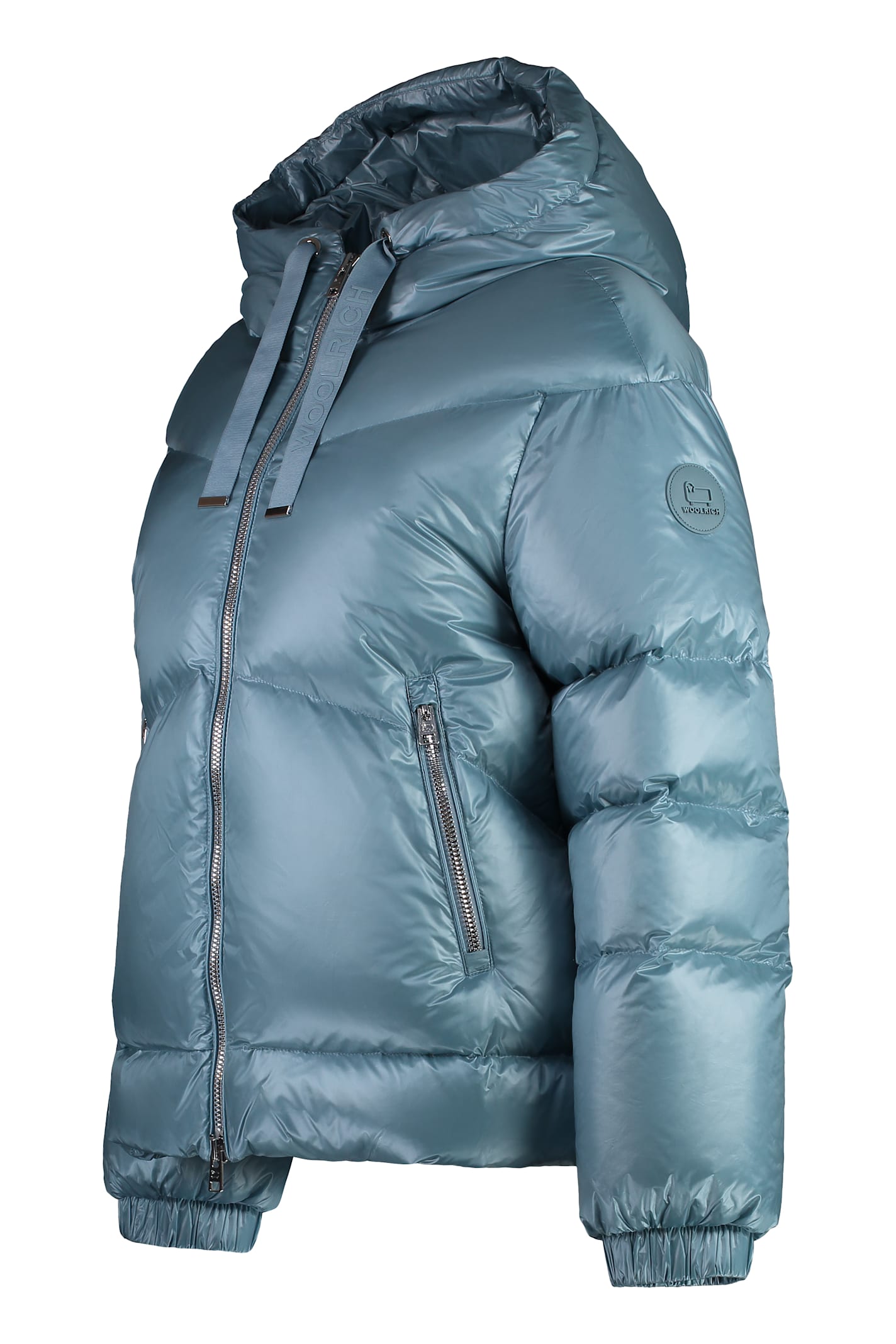 Shop Woolrich Aliquippa Glossy Nylon Down Jacket In Light Blue