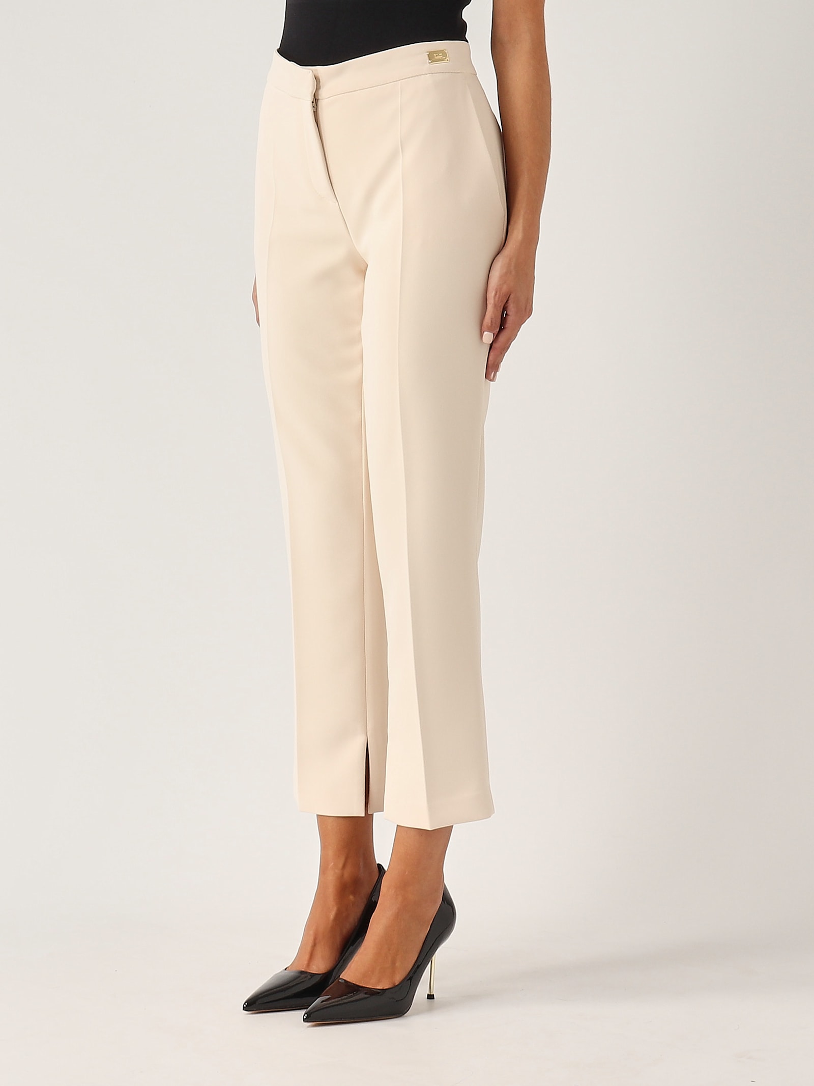 Shop Elisabetta Franchi Poliester Trousers In Burro