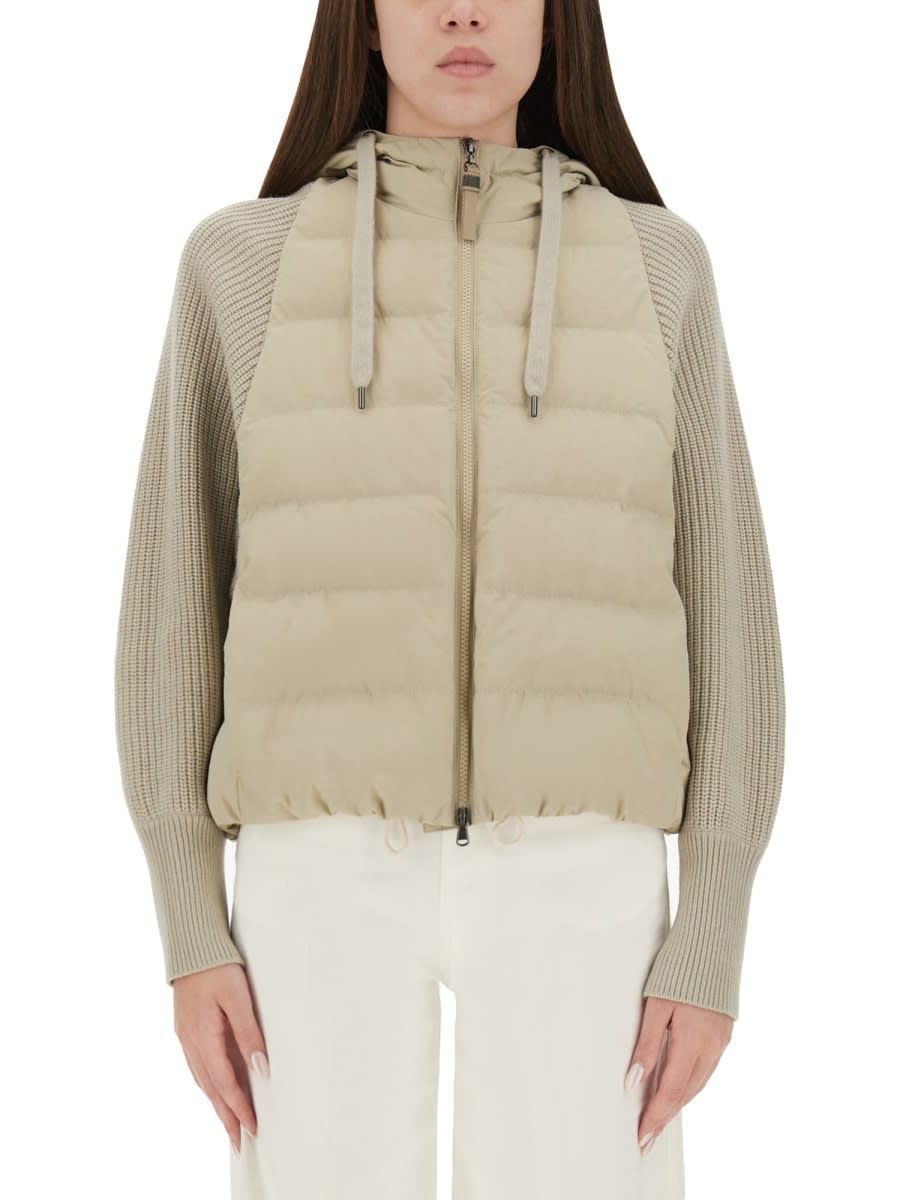 Brunello Cucinelli Down Jacket With Knitted Sleeves
