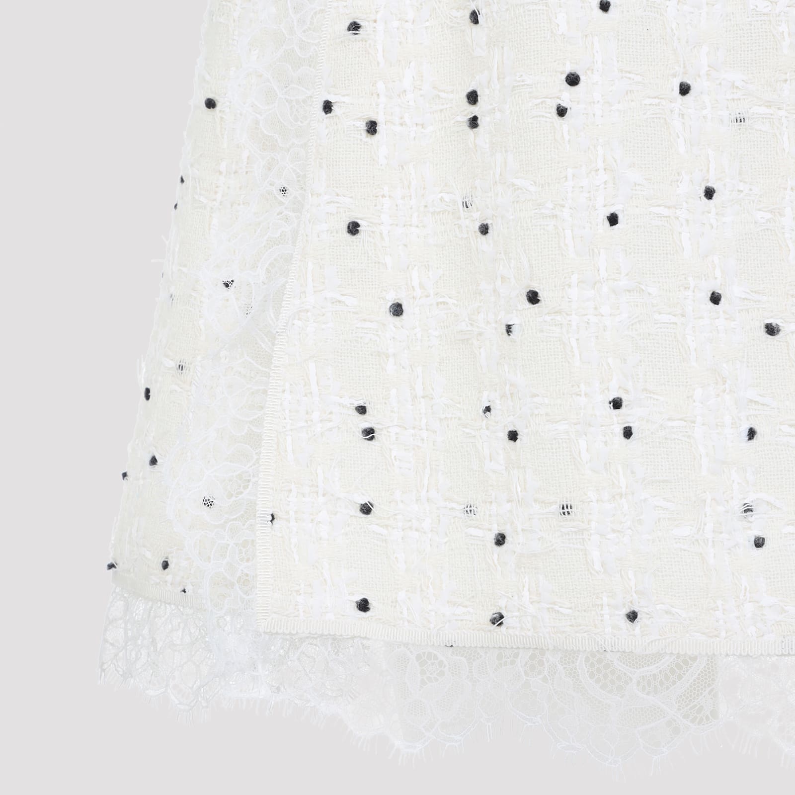 Giambattista Valli Polka Dot A-line Skirt With Lace Trim In White