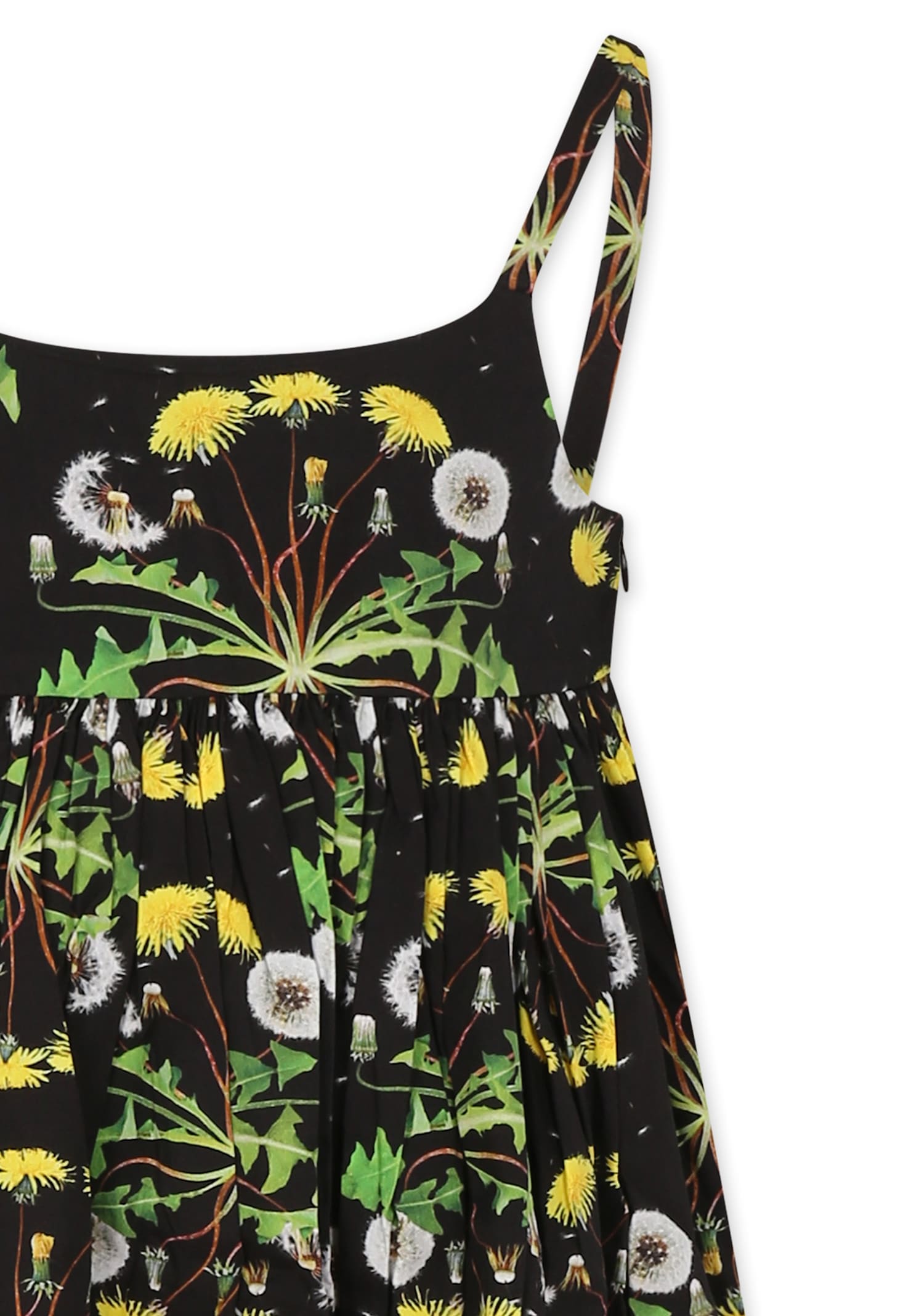Molo Black Dress For Girl With Flowers In Black
