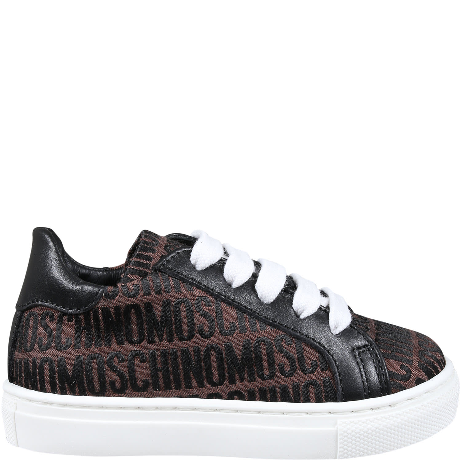 Moschino Brown Lace-ups For Kids With Logo