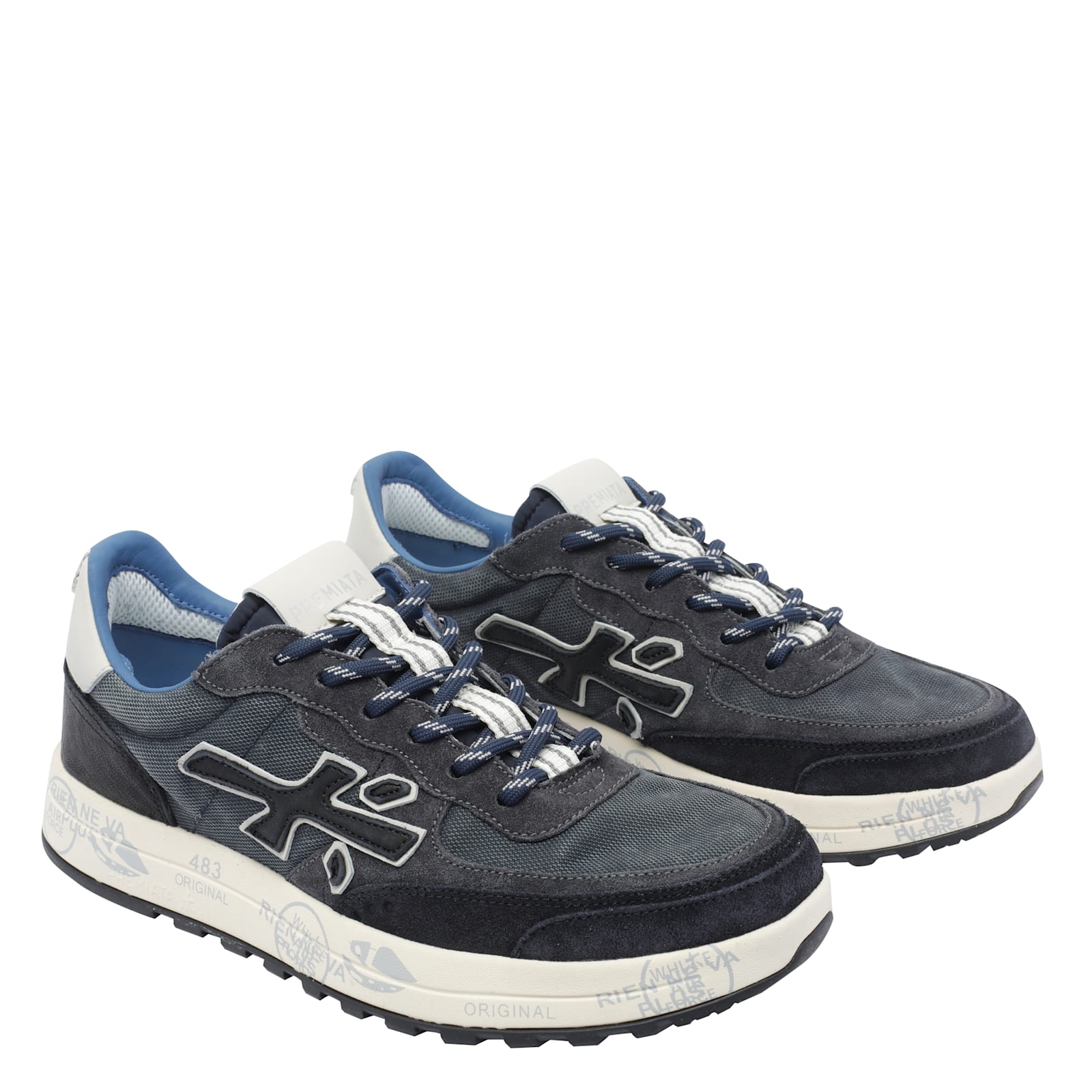 Premiata Low Top Sneakers Contrast Sole In Blue