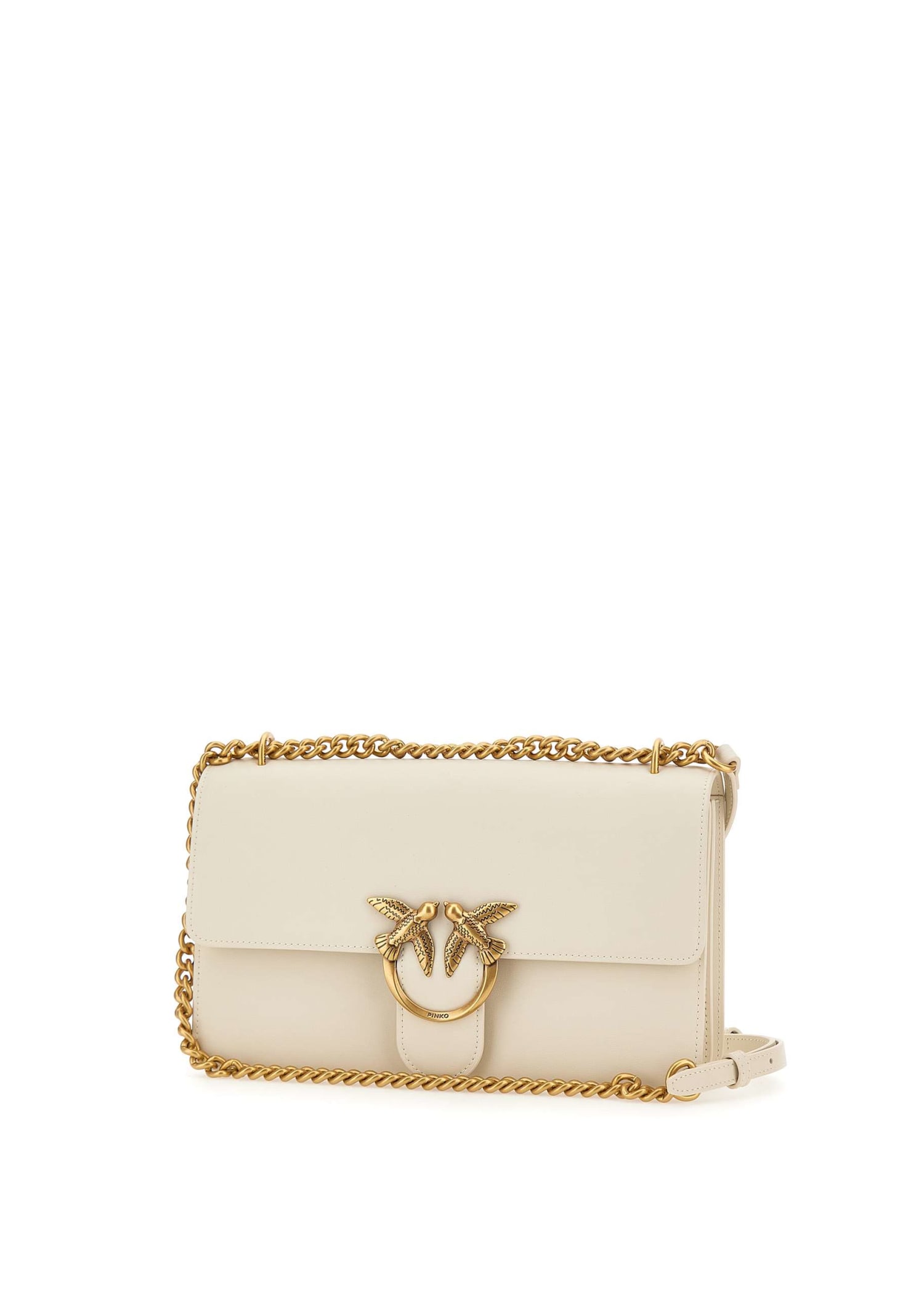Pinko Love One Classic Leather Bag In White
