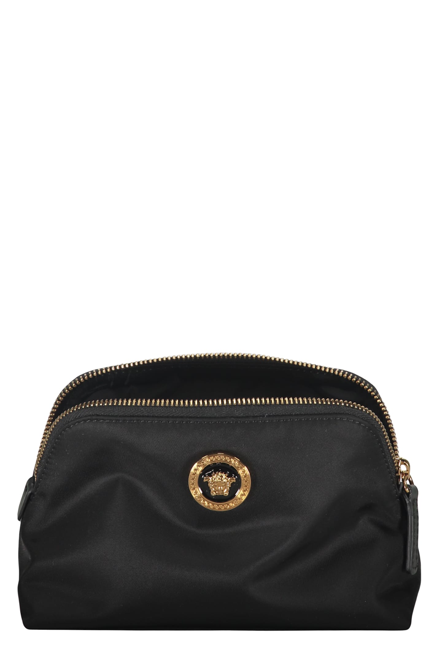 Versace Elegant Black Beauty Case With Golden Details In Black