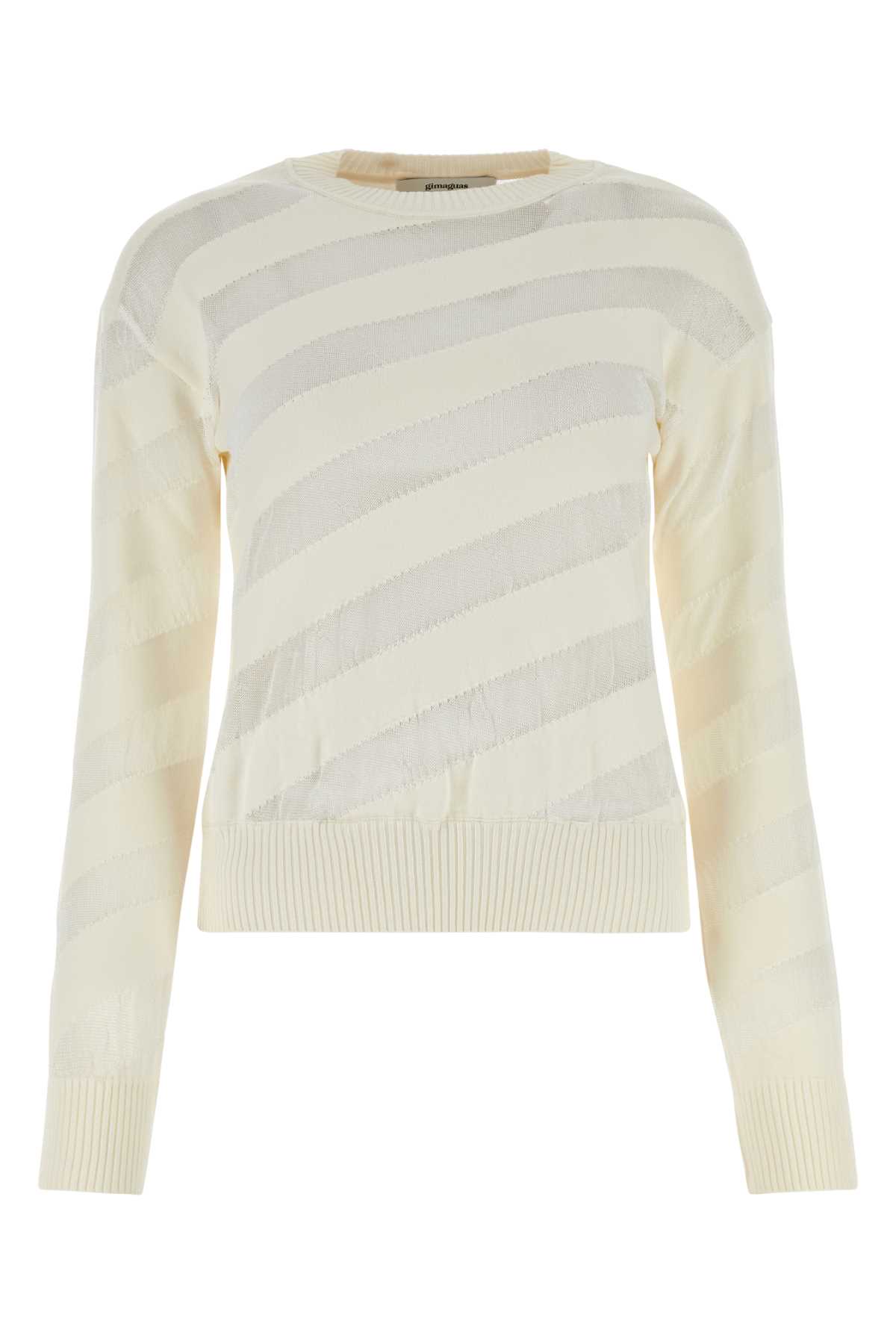 White Polyester Blend Zebra Sweater