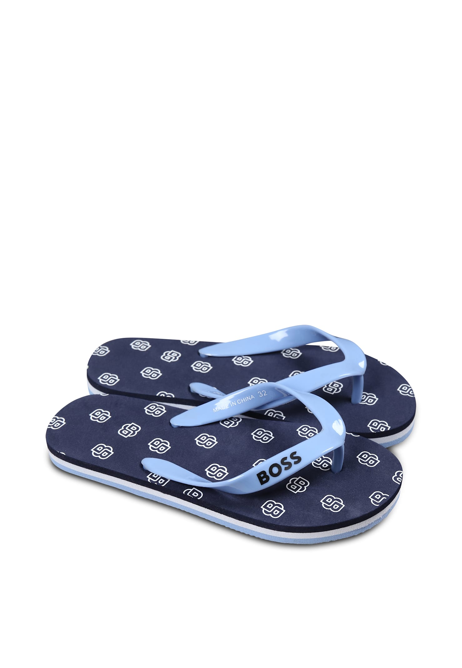 Hugo Boss Round Toe Flip Flops In Blue