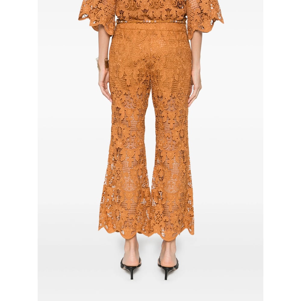 Zimmermann Orange Lace Coco Pant In Brown