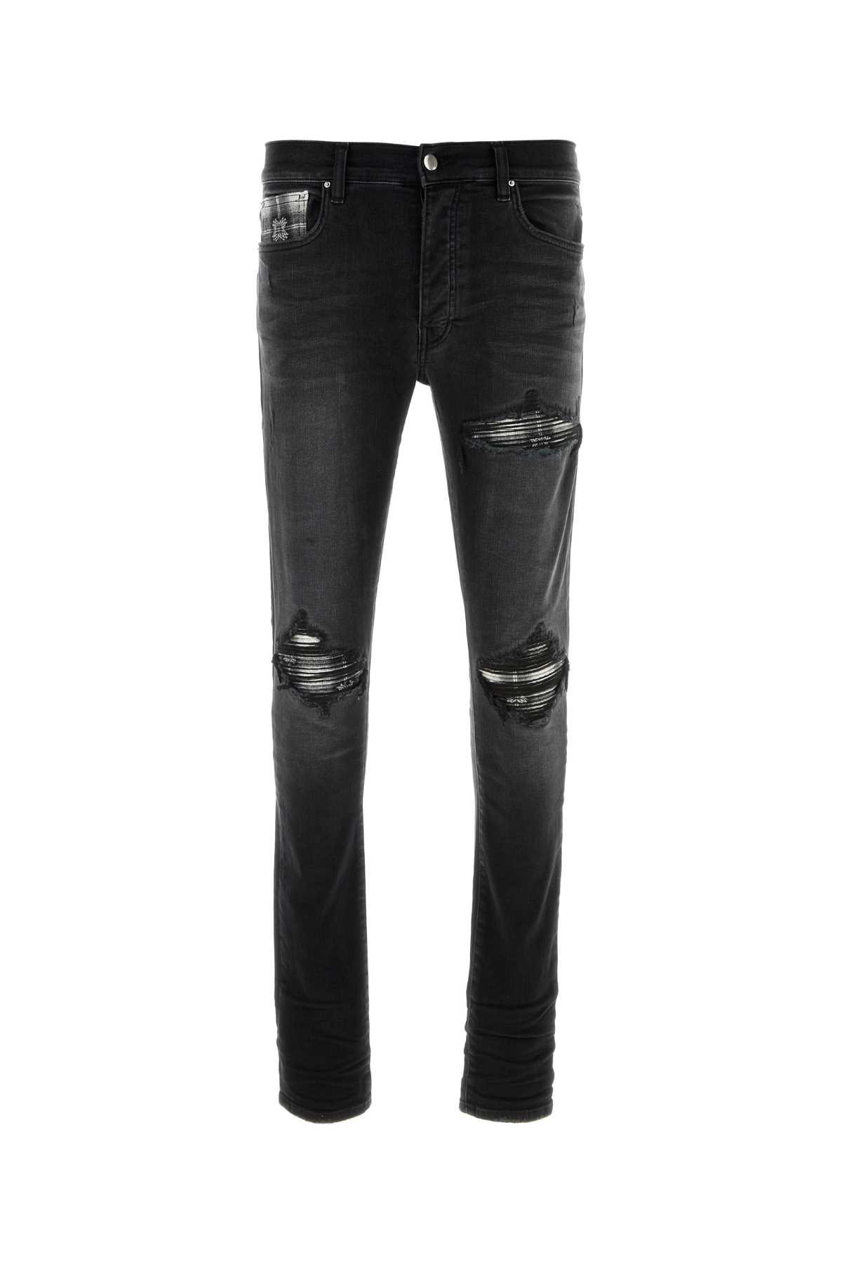 Black Stretch Denim Ma Quad Plaid Jeans