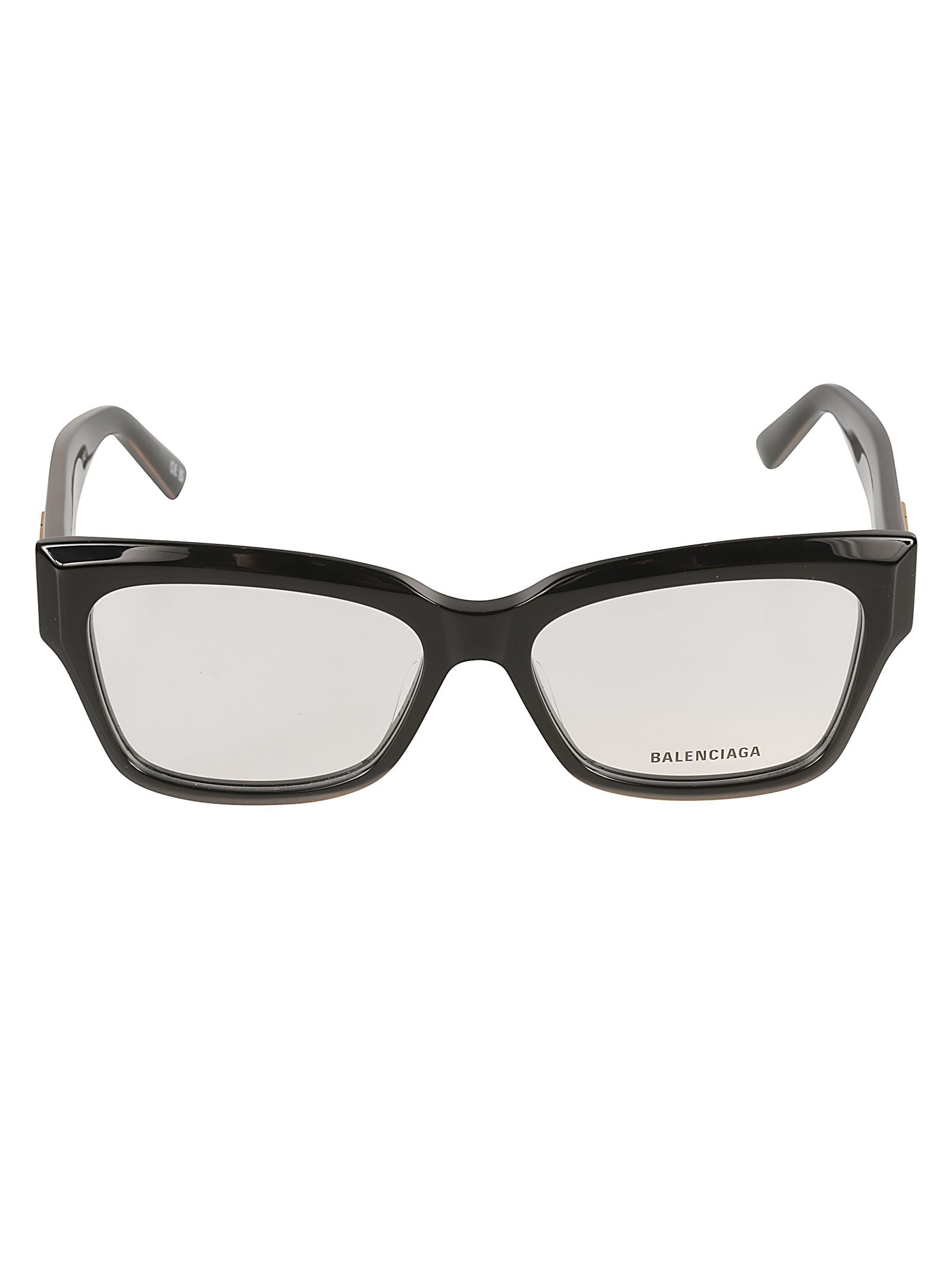 Balenciaga Bb Plaque Square Frame Glasses In Black/transparent