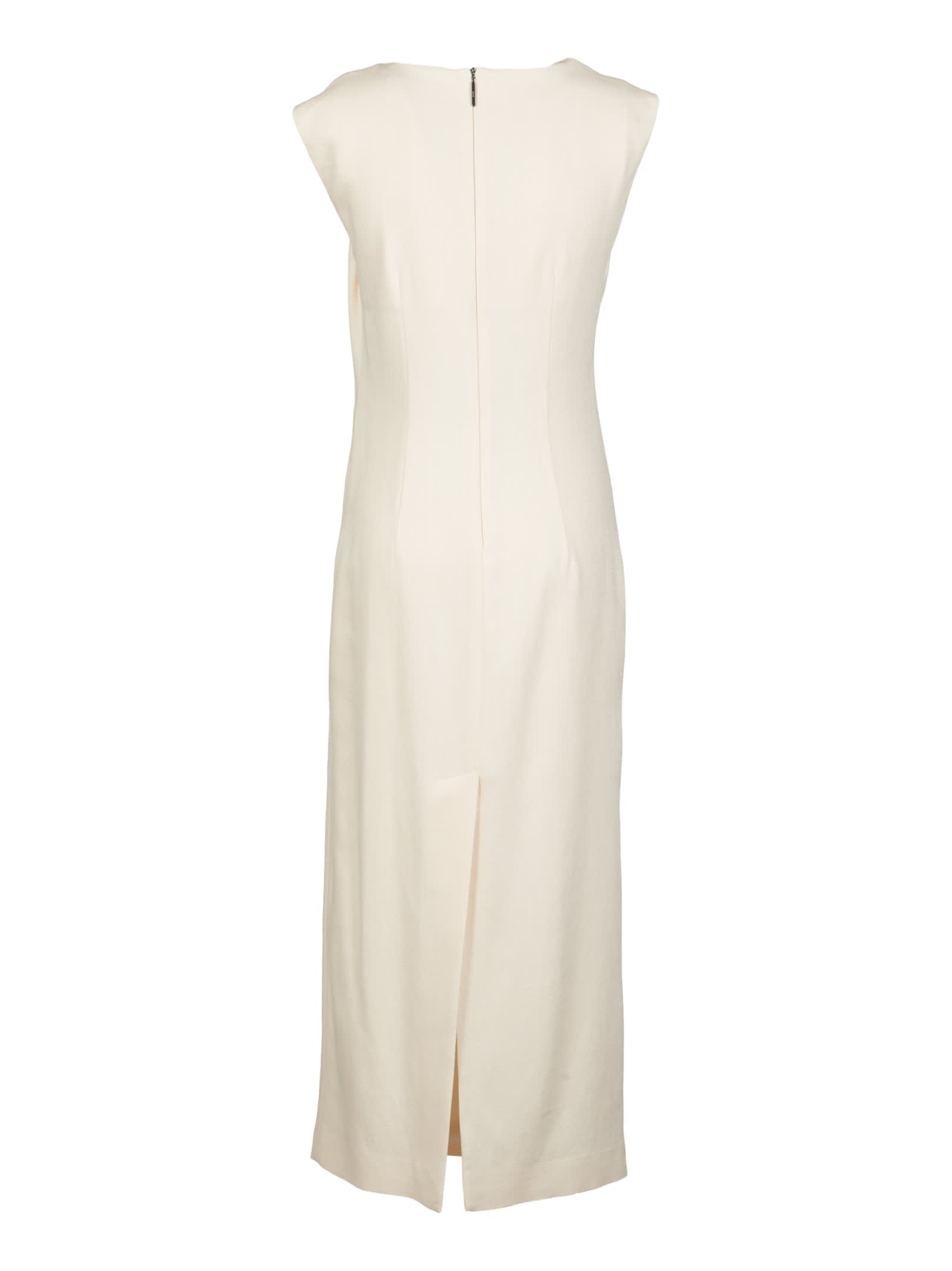 Msgm Draped Long-length Sleeveless Dress In Off-white