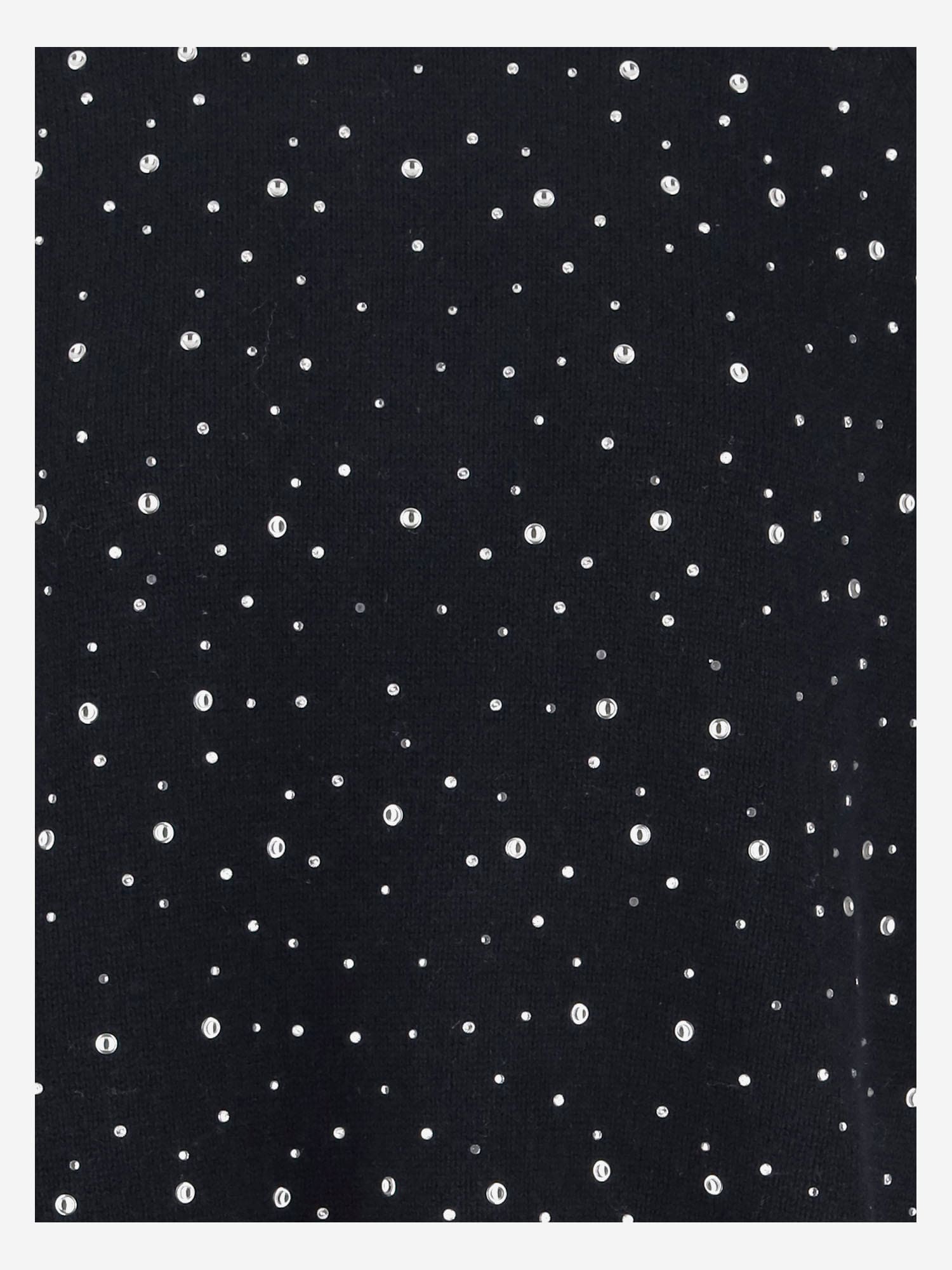 Allude Wool Blend Pullover With Rhinestones And Studs In Black