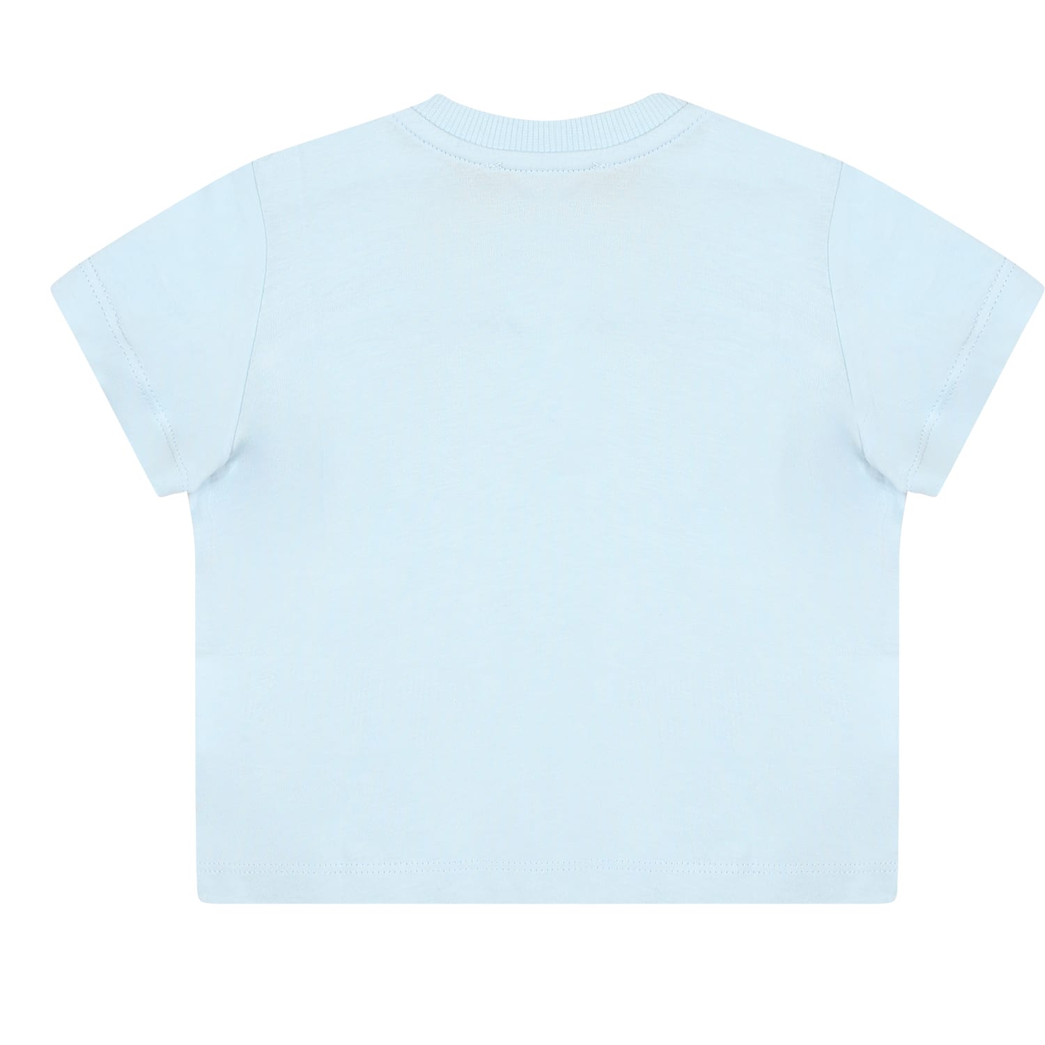 Shop Moschino Light Blue T-shirt For Baby Boy With Teddy Bear And Duck