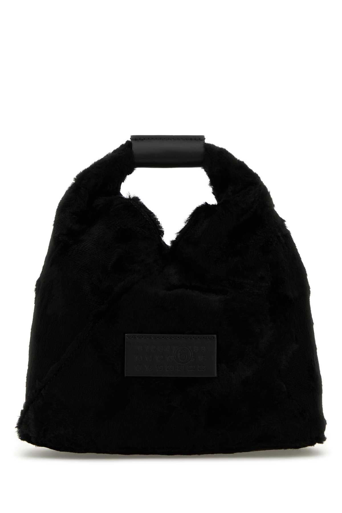 Shop Mm6 Maison Margiela Black Eco Fur Japanese Crossbody Bag