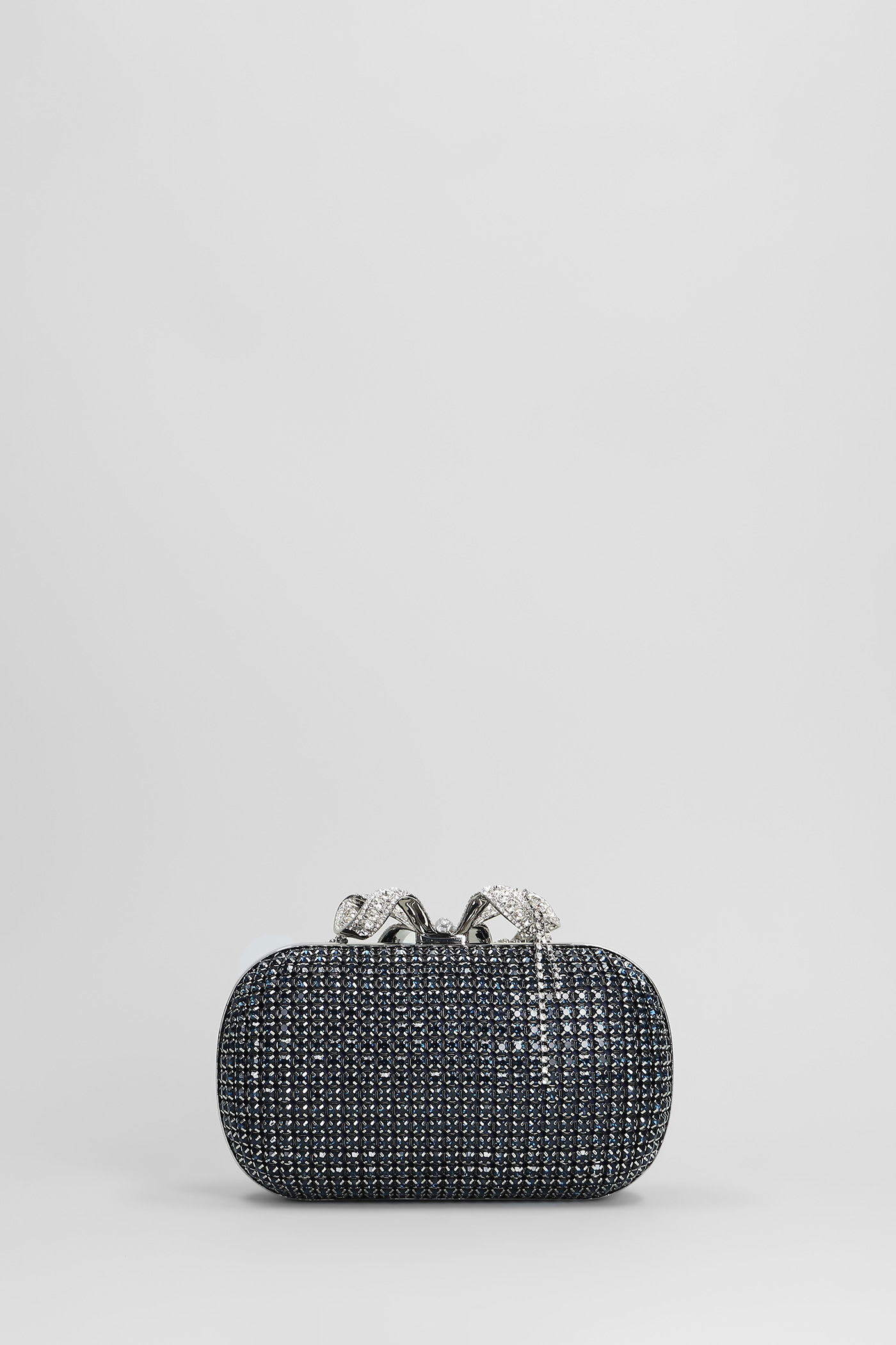 Self-portrait Chainmail Clutch In Blue Crystal In Blue