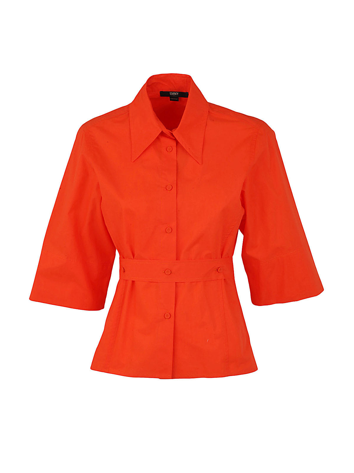 Seventy Medium Lenght Sleeve Blouse With Belt In Orange