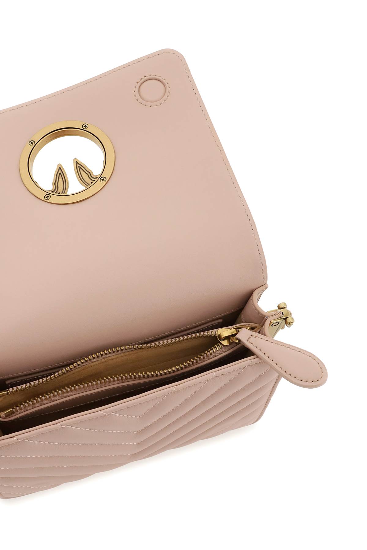 Shop Pinko Love Click Mini Chevron Bag In Cipria-antique Gold (pink)