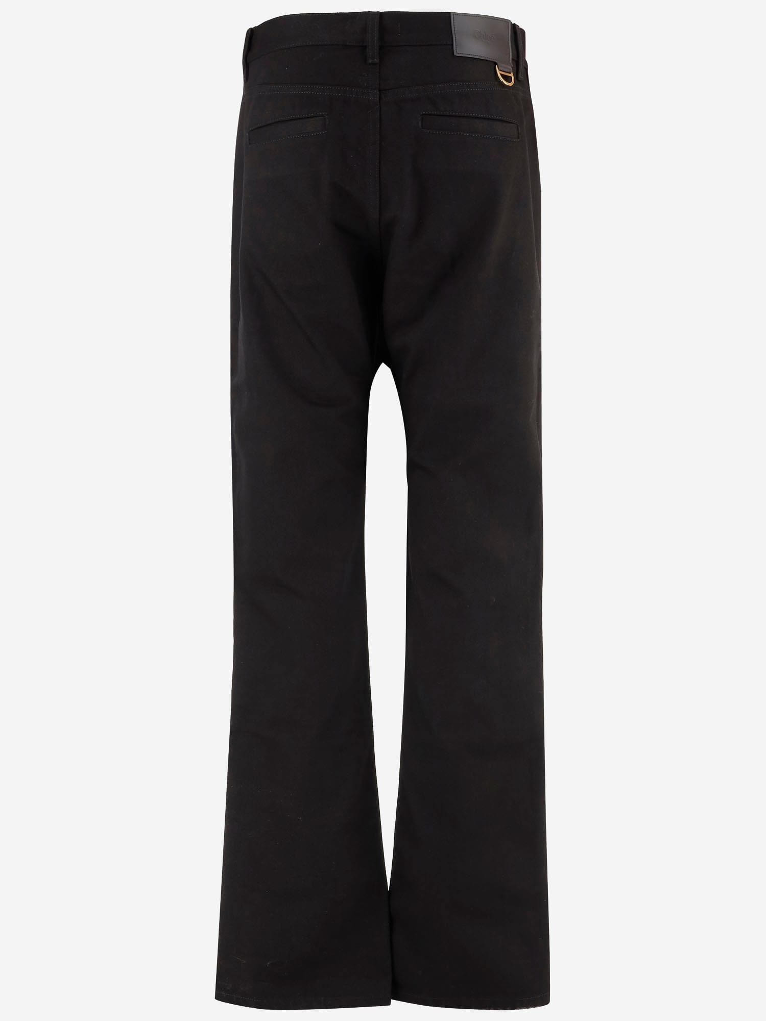 Chloé Cotton Trousers With Front Zip In Black