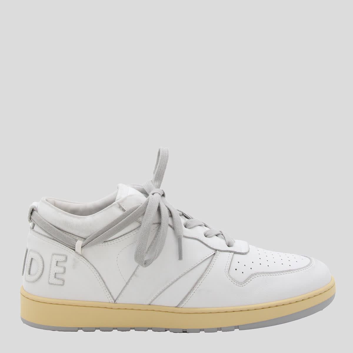 Shop Rhude White Leather Sneakers In White/white