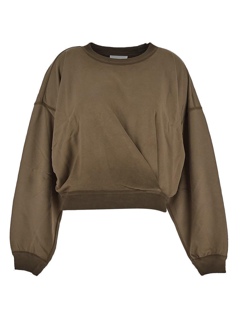 Shop Marant Etoile Sheila Crewneck Cropped Sweatshirt In Verde