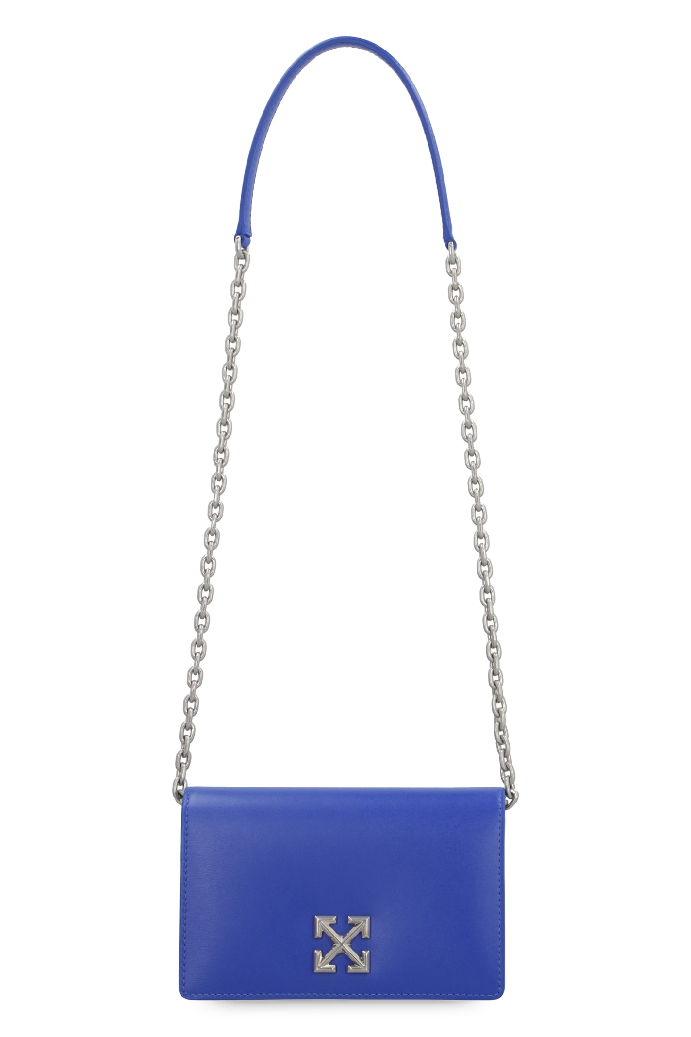 Shop Off-white Jitney Leather Crossbody Bag In Bluette