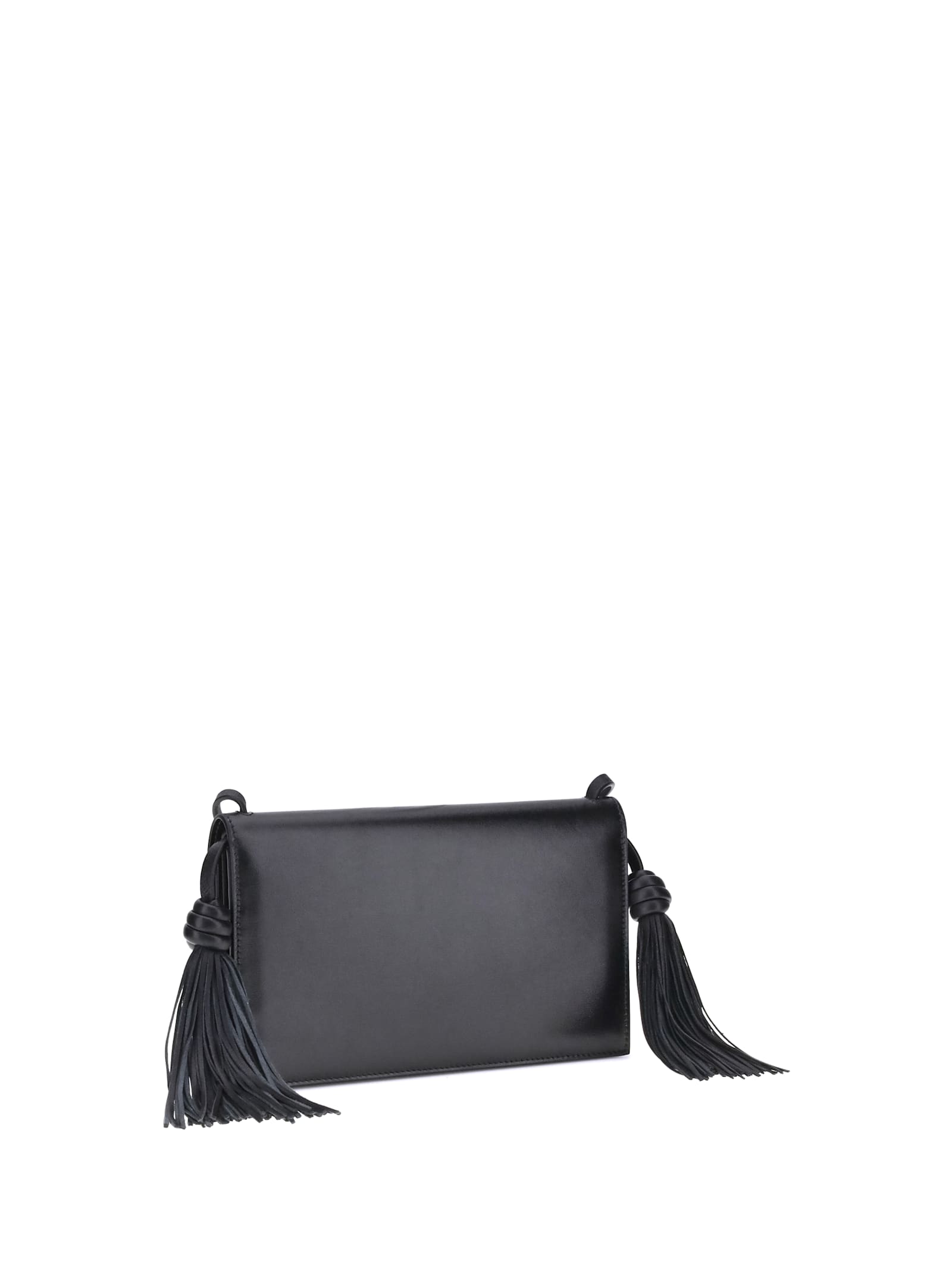 Jil Sander Tassel Shoulder Bag In Black