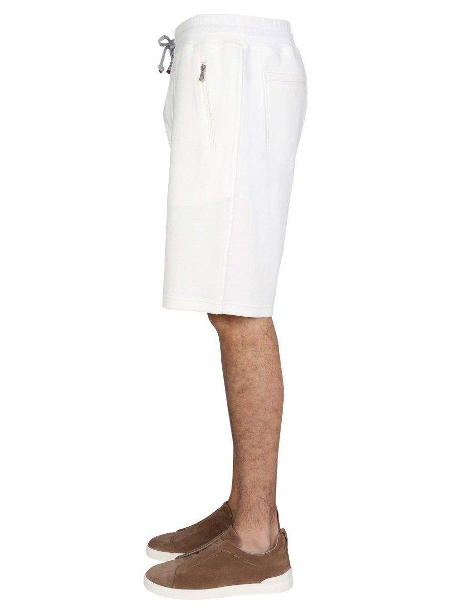 Shop Brunello Cucinelli Drawstring Bermuda Shorts In White