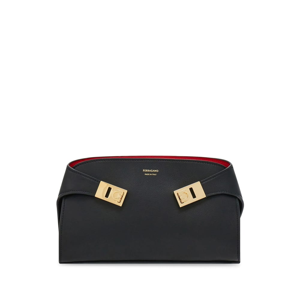 Ferragamo Borsa A Spalla Hug Soft Large Bicolore In Black