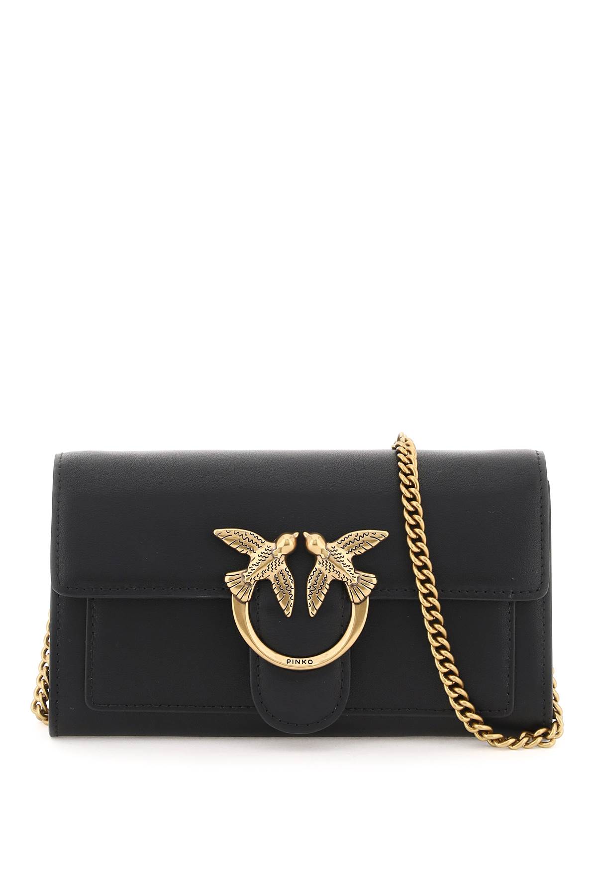 Shop Pinko Love Bag Simply Crossbody Bag In Nero Antique Gold (black)