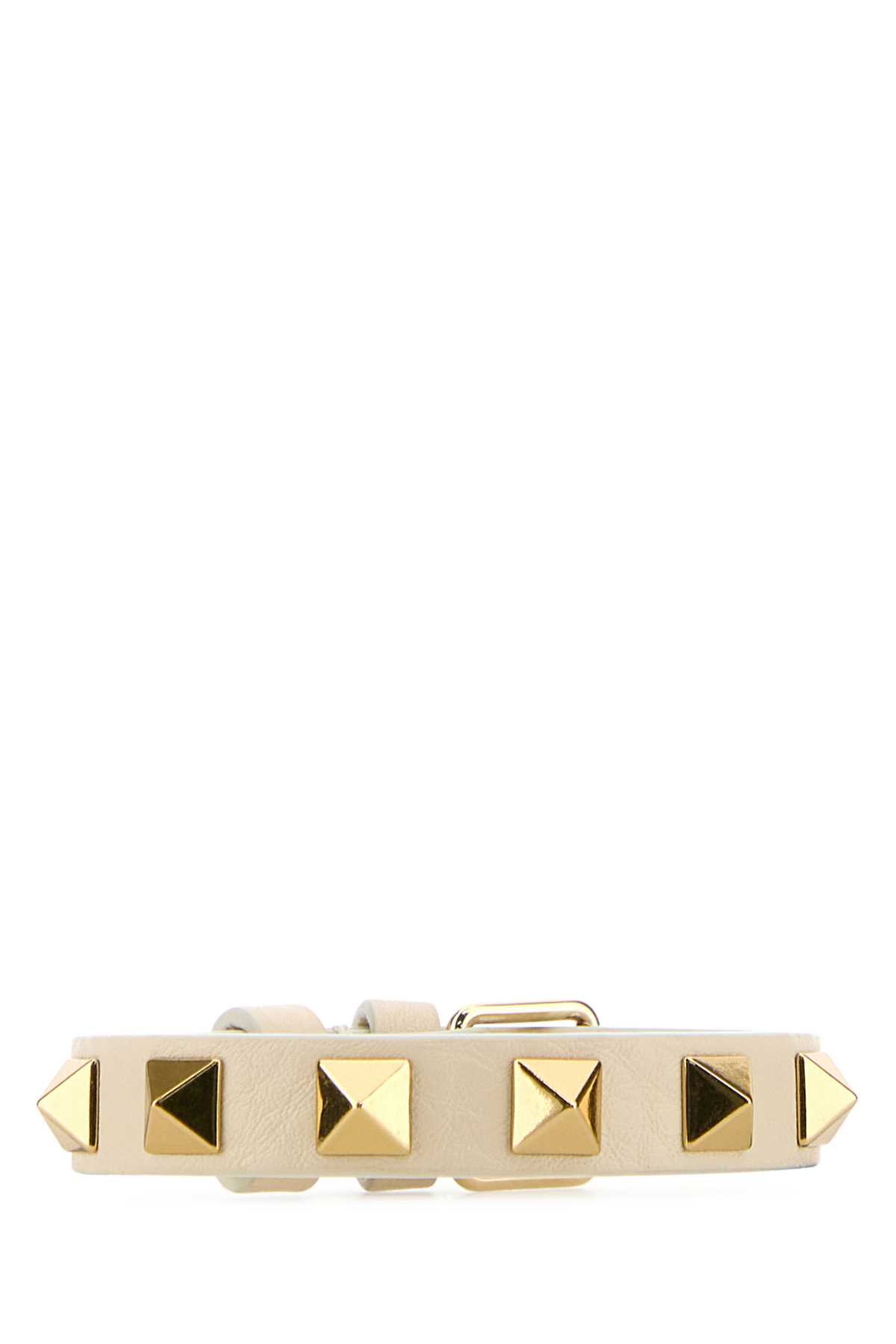 Ivory Leather Rockstud Bracelet