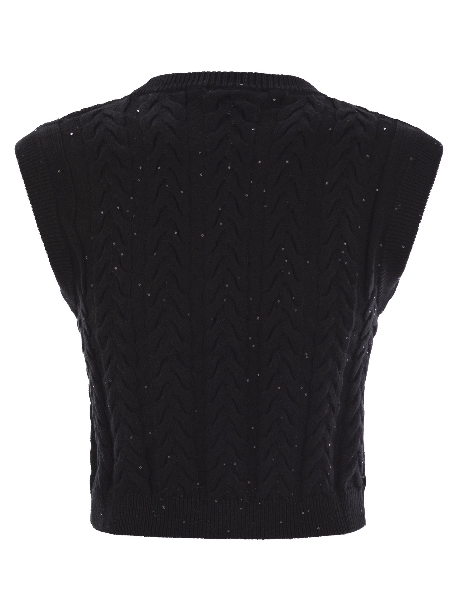BRUNELLO CUCINELLI DAZZLING DOUBLE CABLE KNITTED COTTON WAISTCOAT