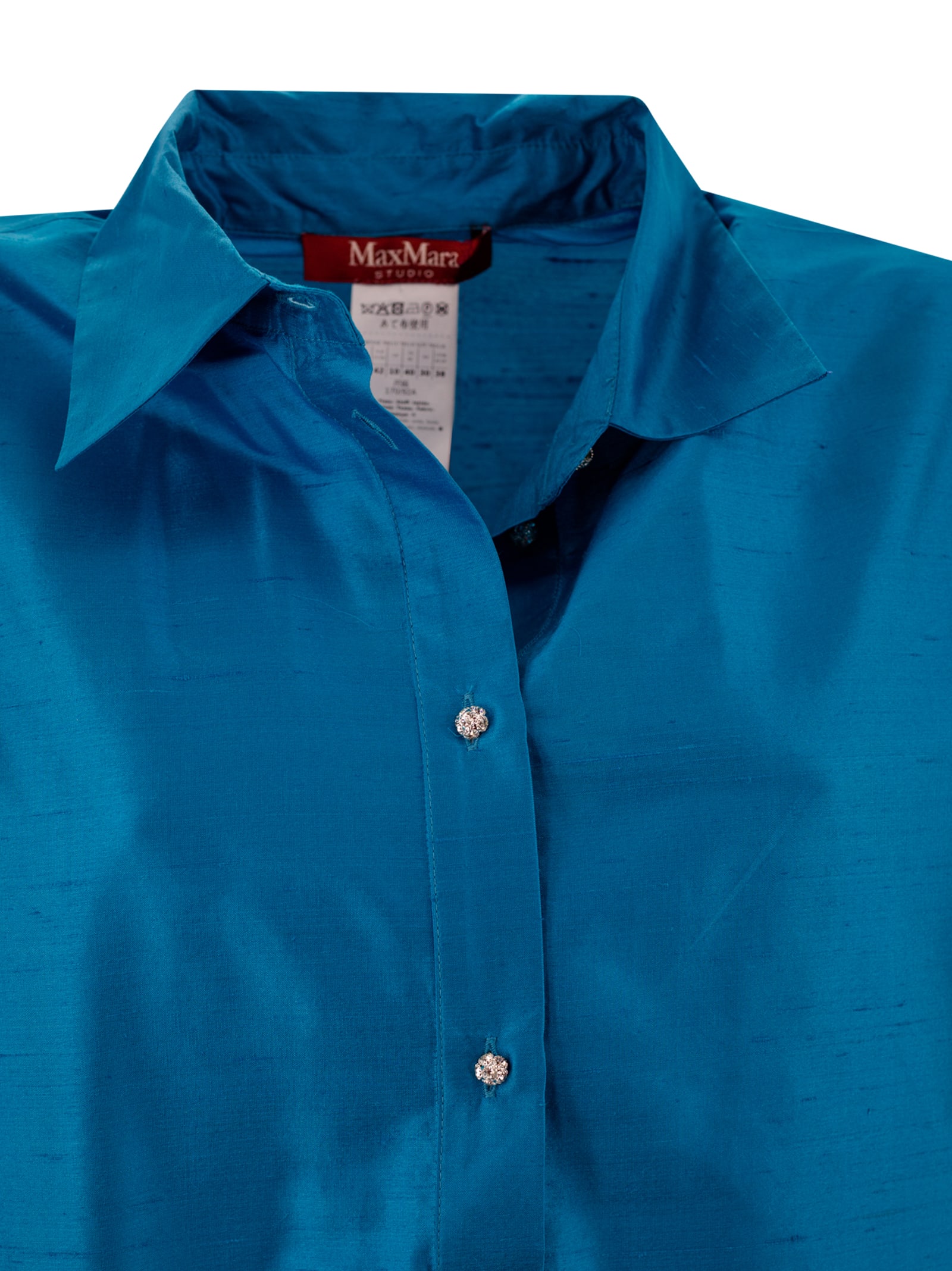 Shop Max Mara Taffeta Shirt In Clear Blue