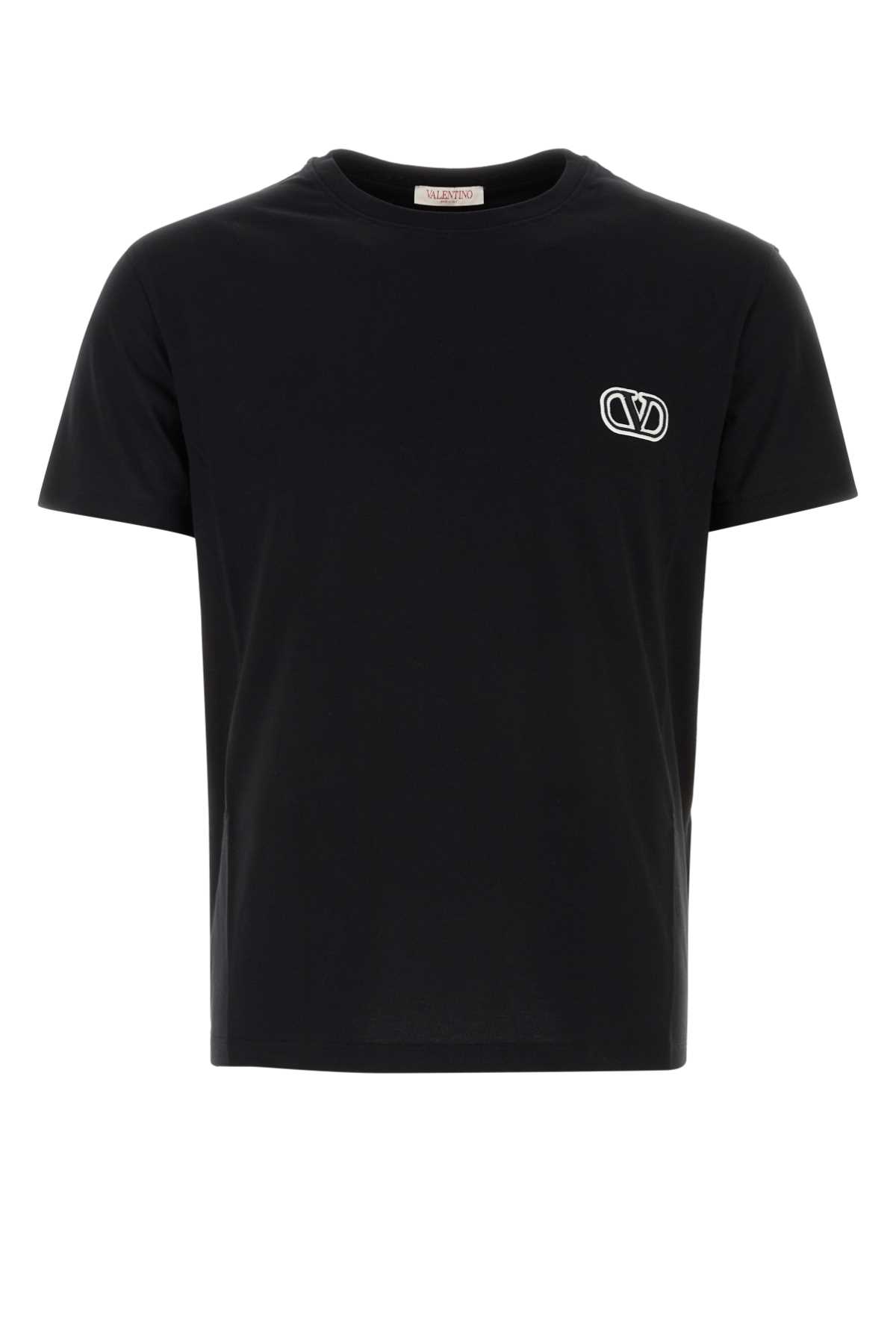 Shop Valentino Black Cotton T-shirt In Nero