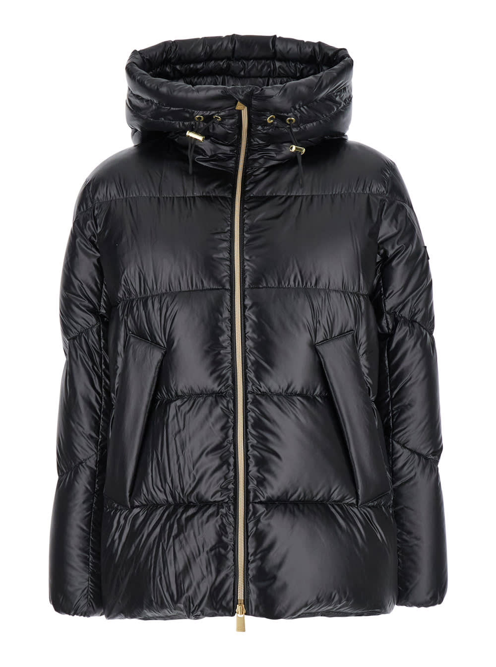 TATRAS larali Black Down Jacket With Drawstring Hood And Logo Patch In Tech Fabric Woman