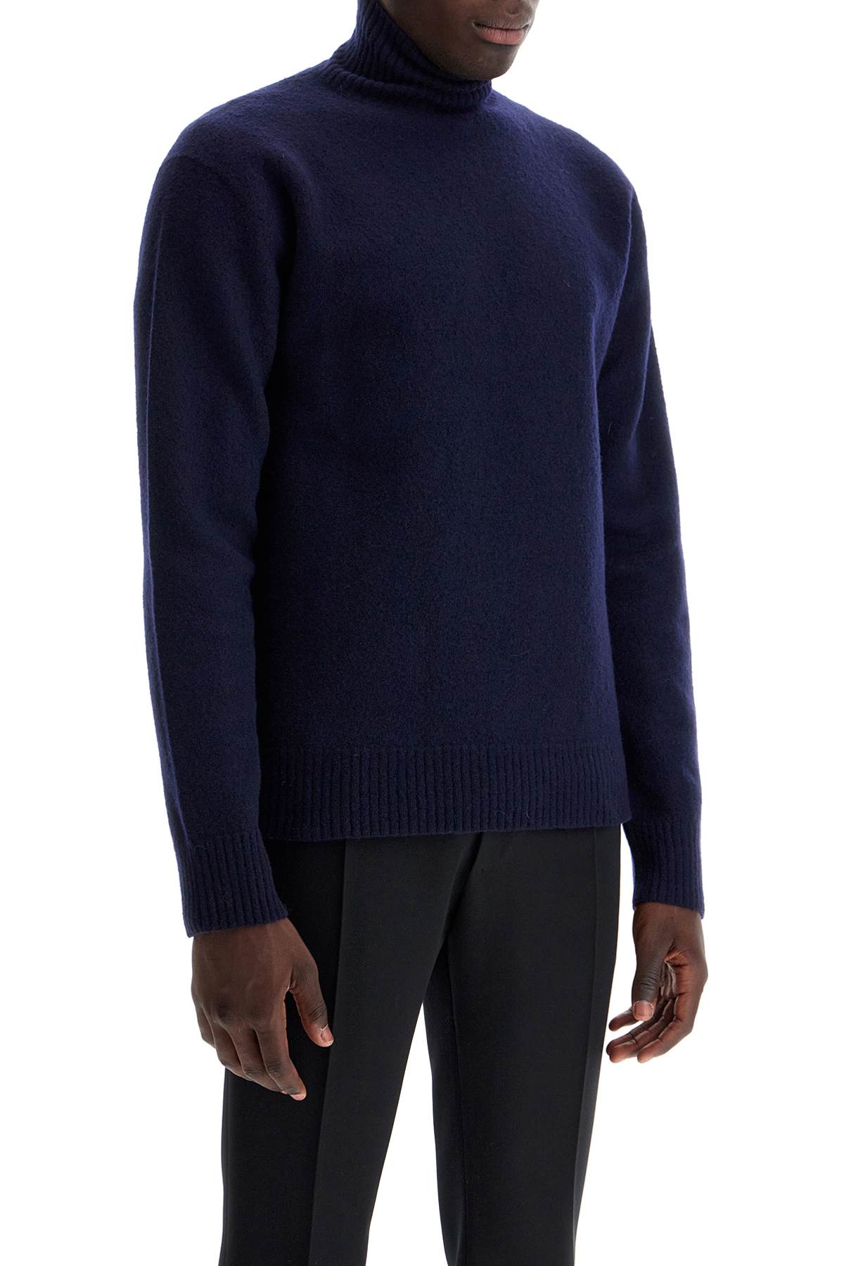 Shop Jil Sander High-neck Wool Pullover Sweater In Navy (blue)